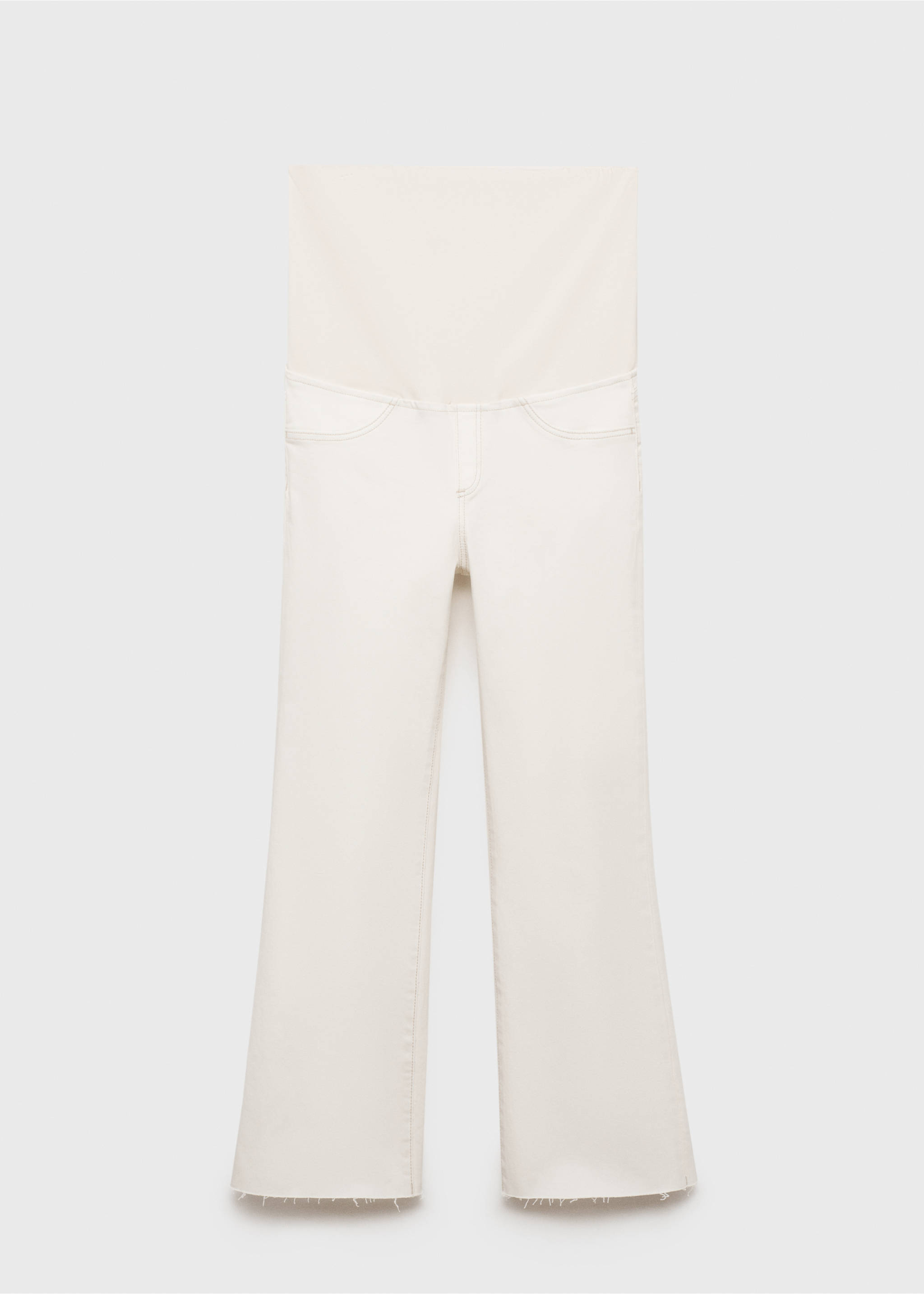 Off-white maternity trousers with a high belly panel and raw hems., Off White. Ref: 17001234-00.