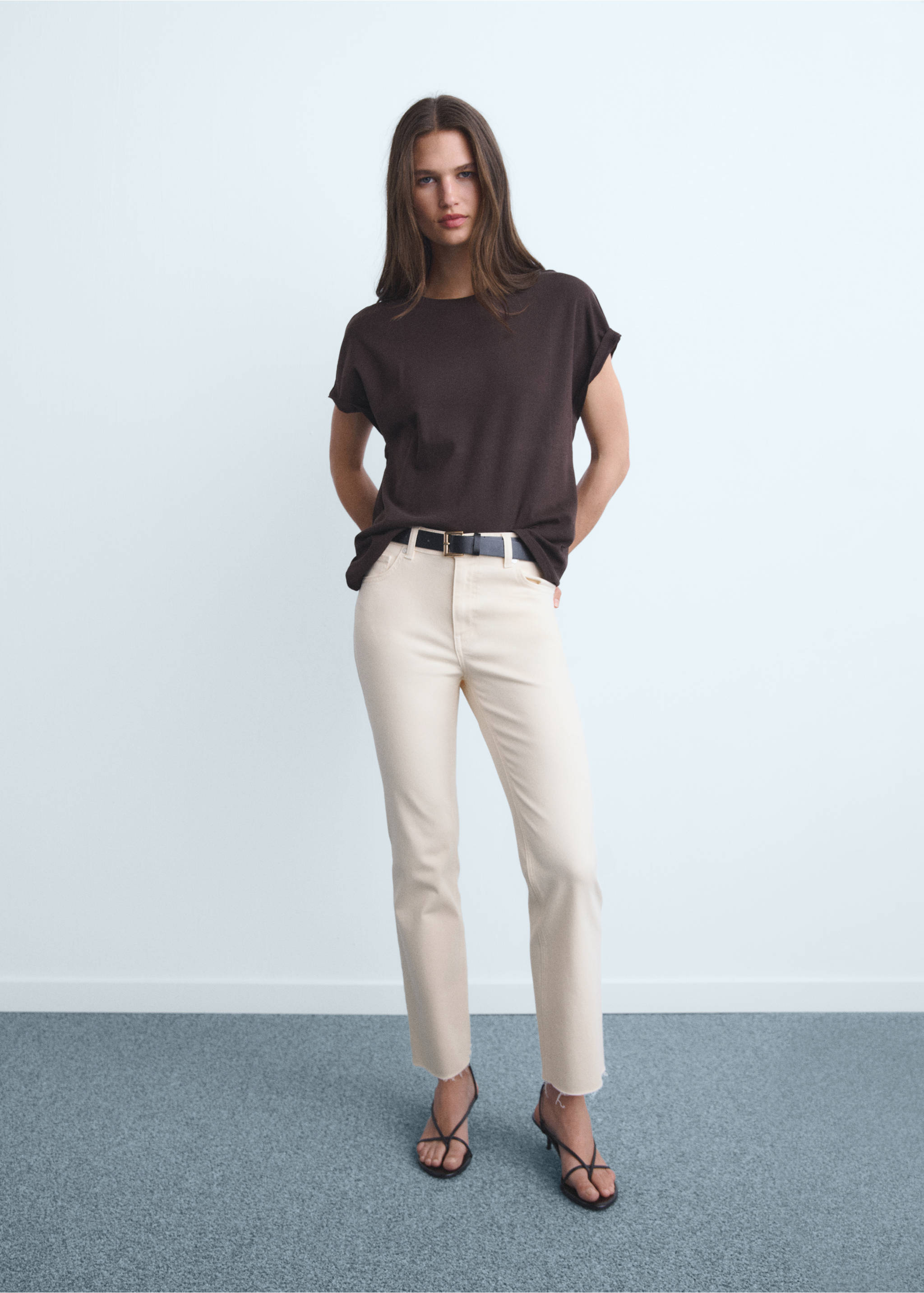 Sienna flared cropped jeans - General plane, Ecru. Ref: 17001235-00.