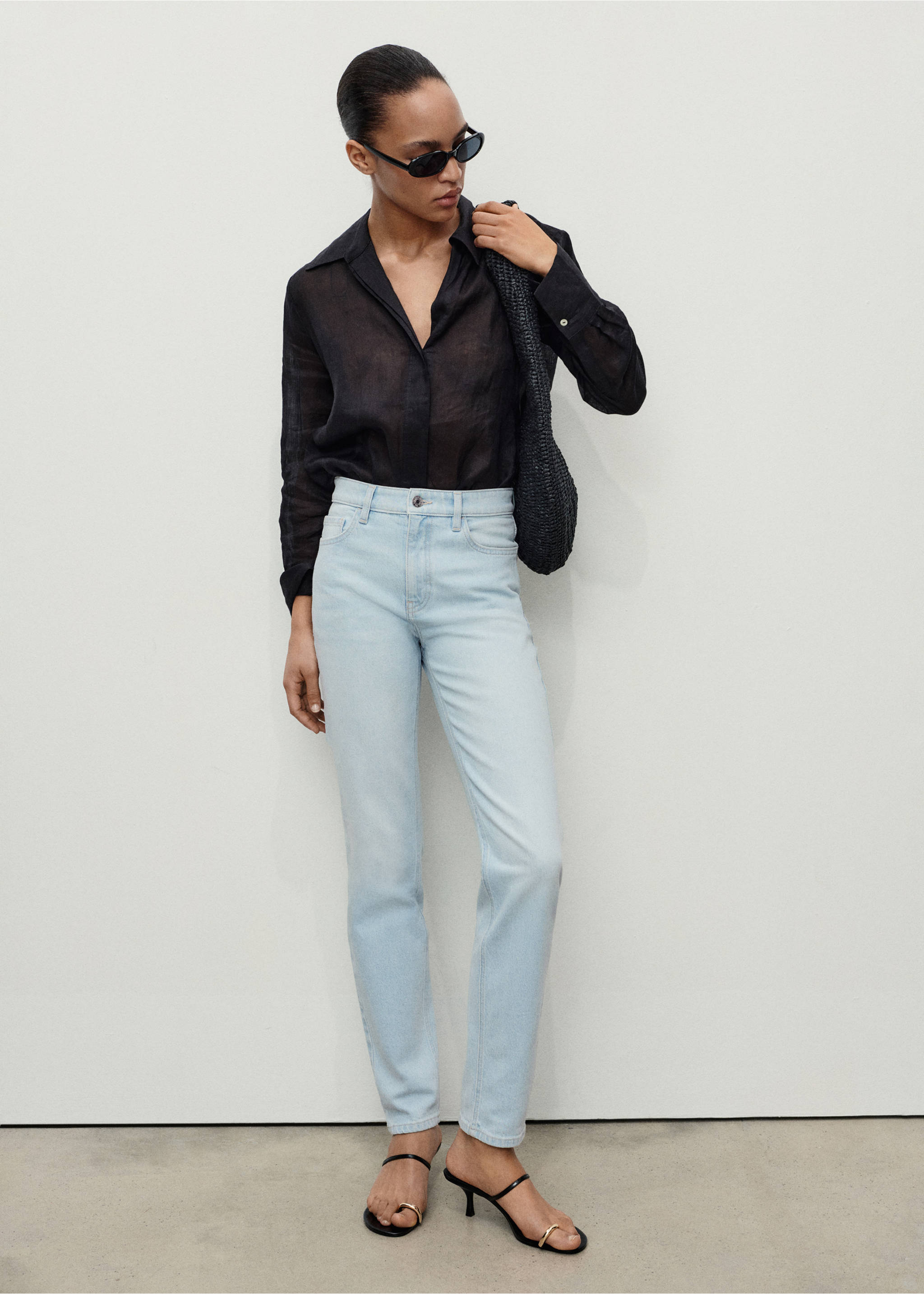 Jean Newmom confort taille haute - Plan général, Bleu clair. Ref: 17001239-00.