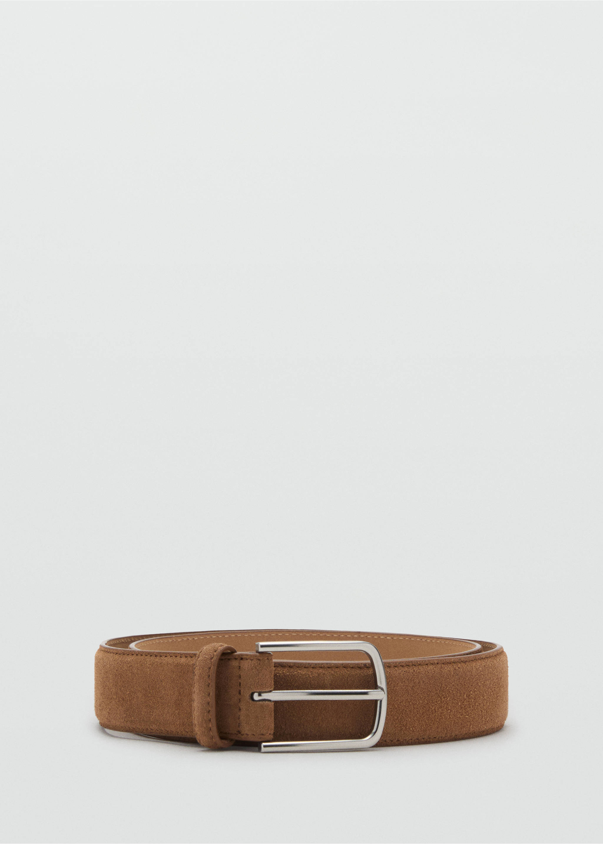 Suede leather belt - Article without model, Medium Brown. Ref: 17001250-00.