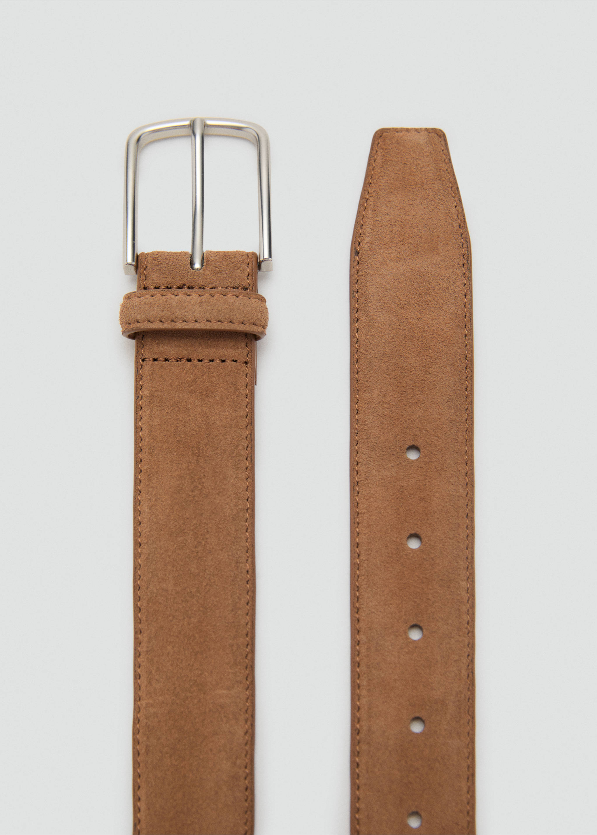 Suede leather belt - Medium plane, Medium Brown. Ref: 17001250-00.