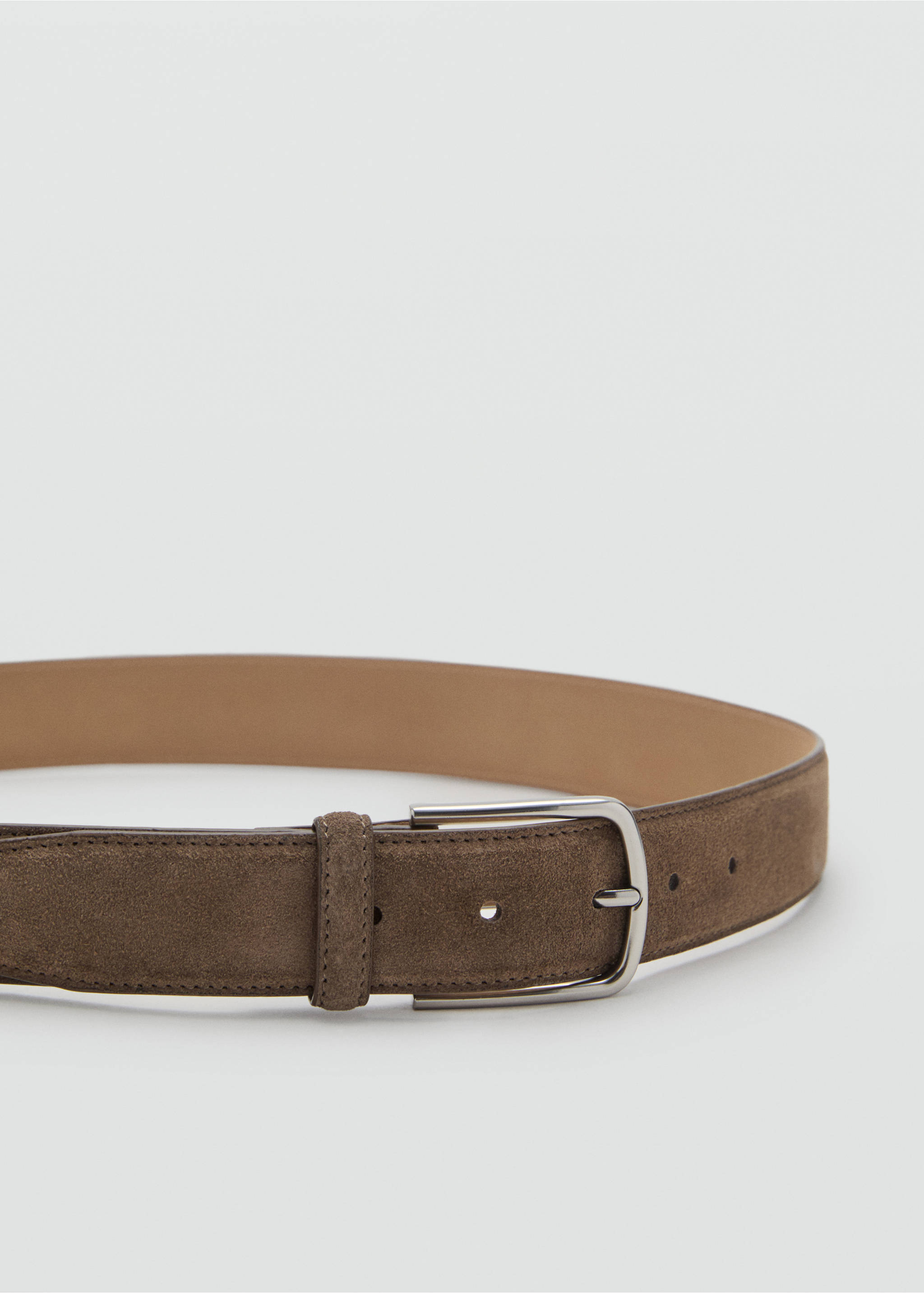Suede leather belt - Details of the article 1, Chocolate. Ref: 17001250-00.