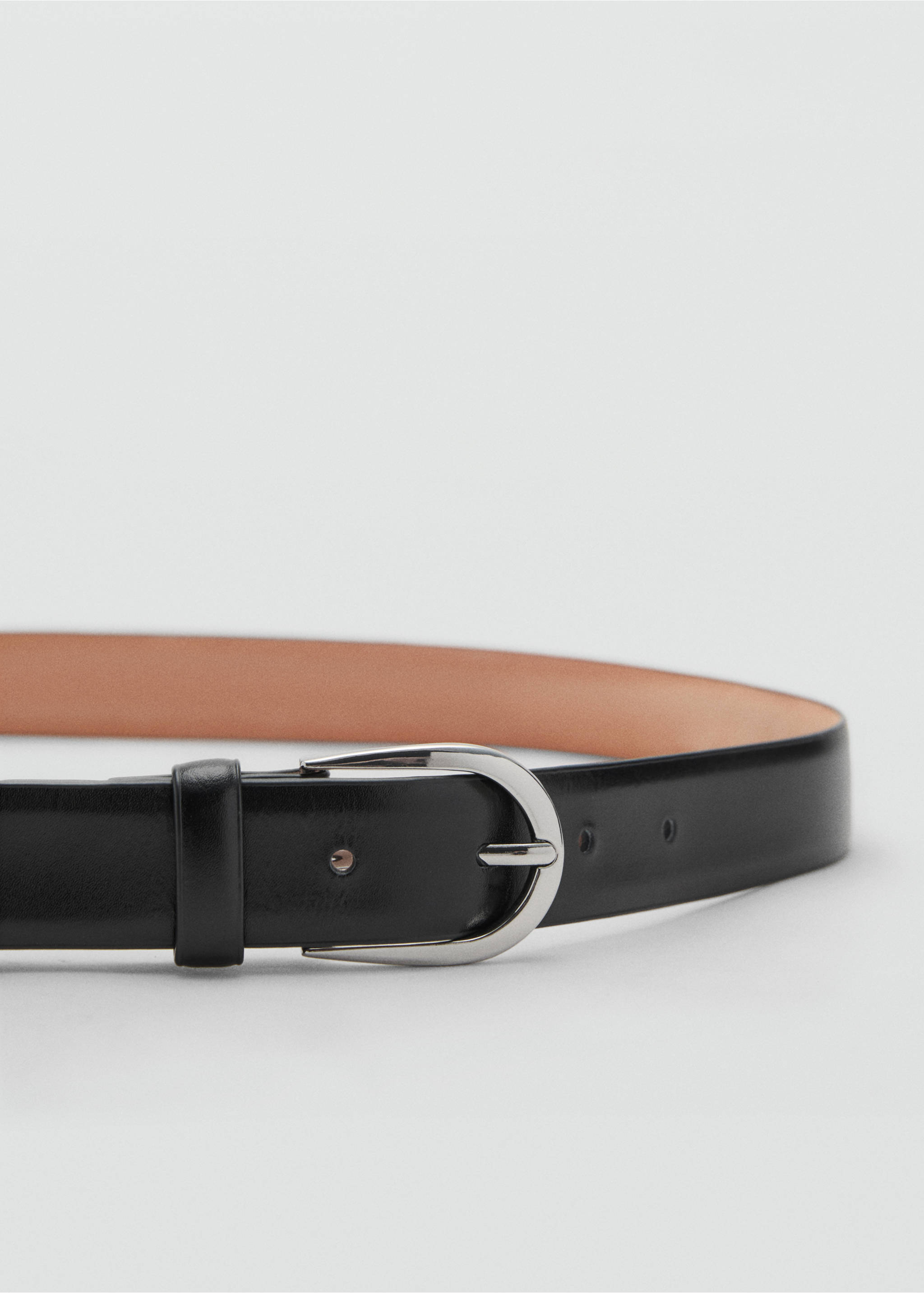 Buckle leather belt - Details of the article 1, Black. Ref: 17001251-00.
