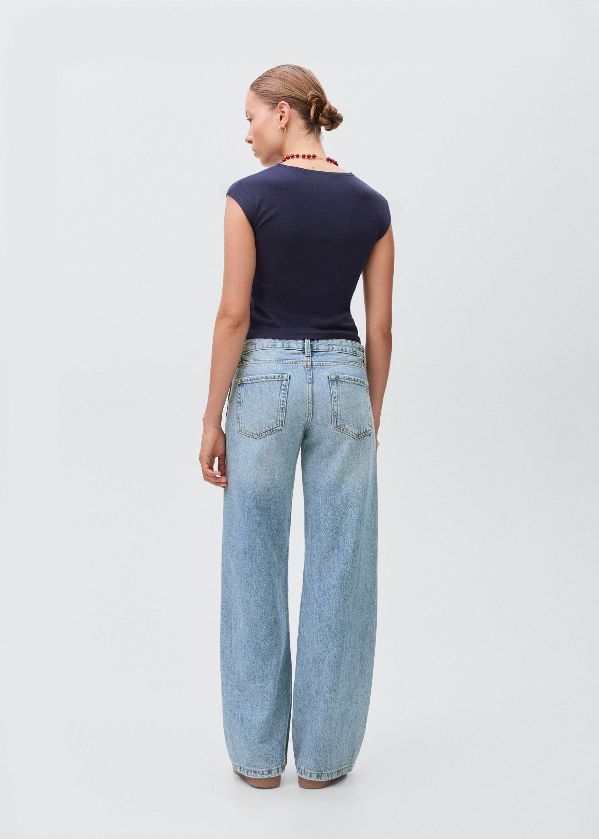 Low-waist wideleg jeans - Achterkant van het artikel, Lichtblauw. Ref: 17001252-00.