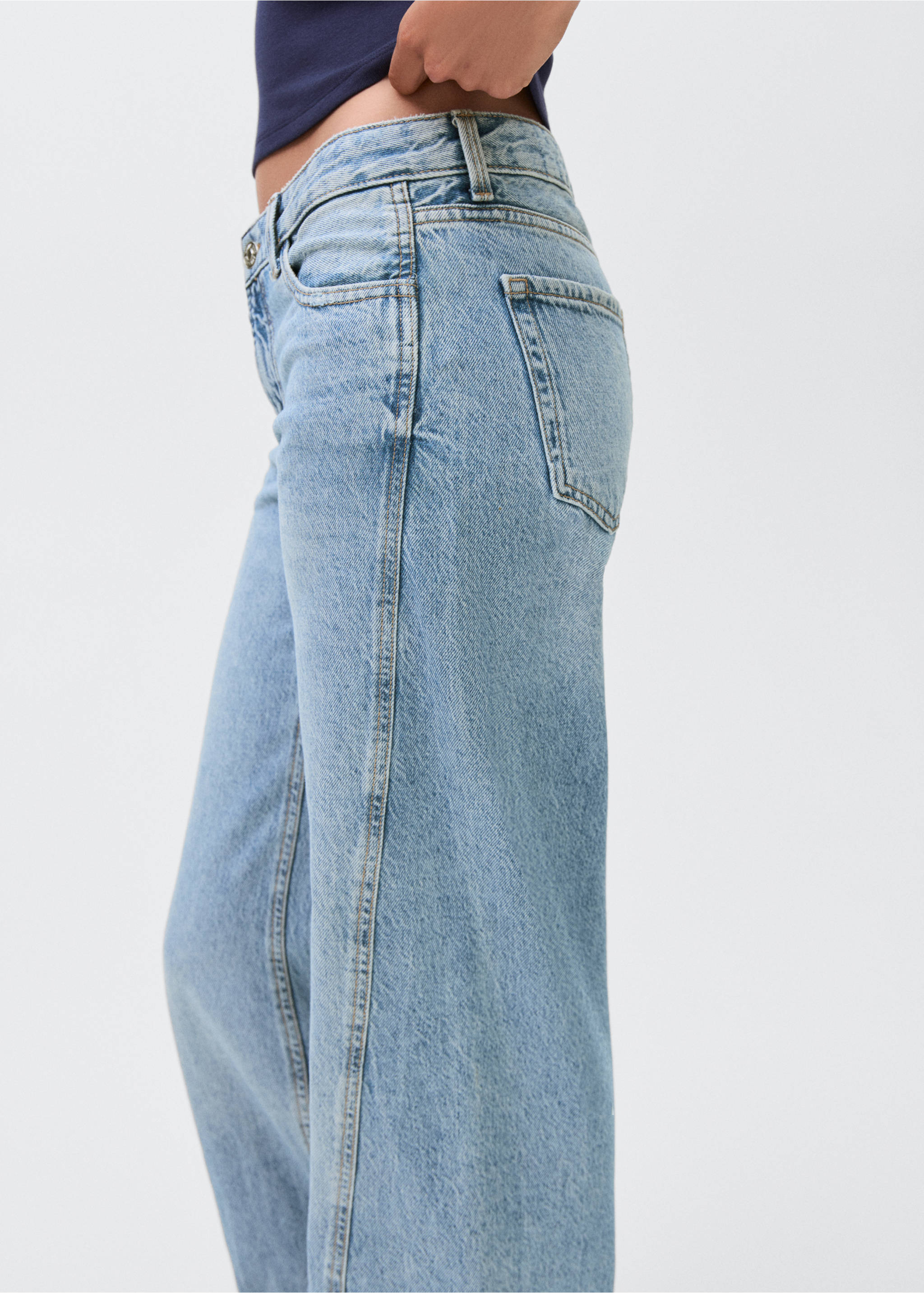 Low-waist wideleg jeans - Detail van het artikel 1, Lichtblauw. Ref: 17001252-00.