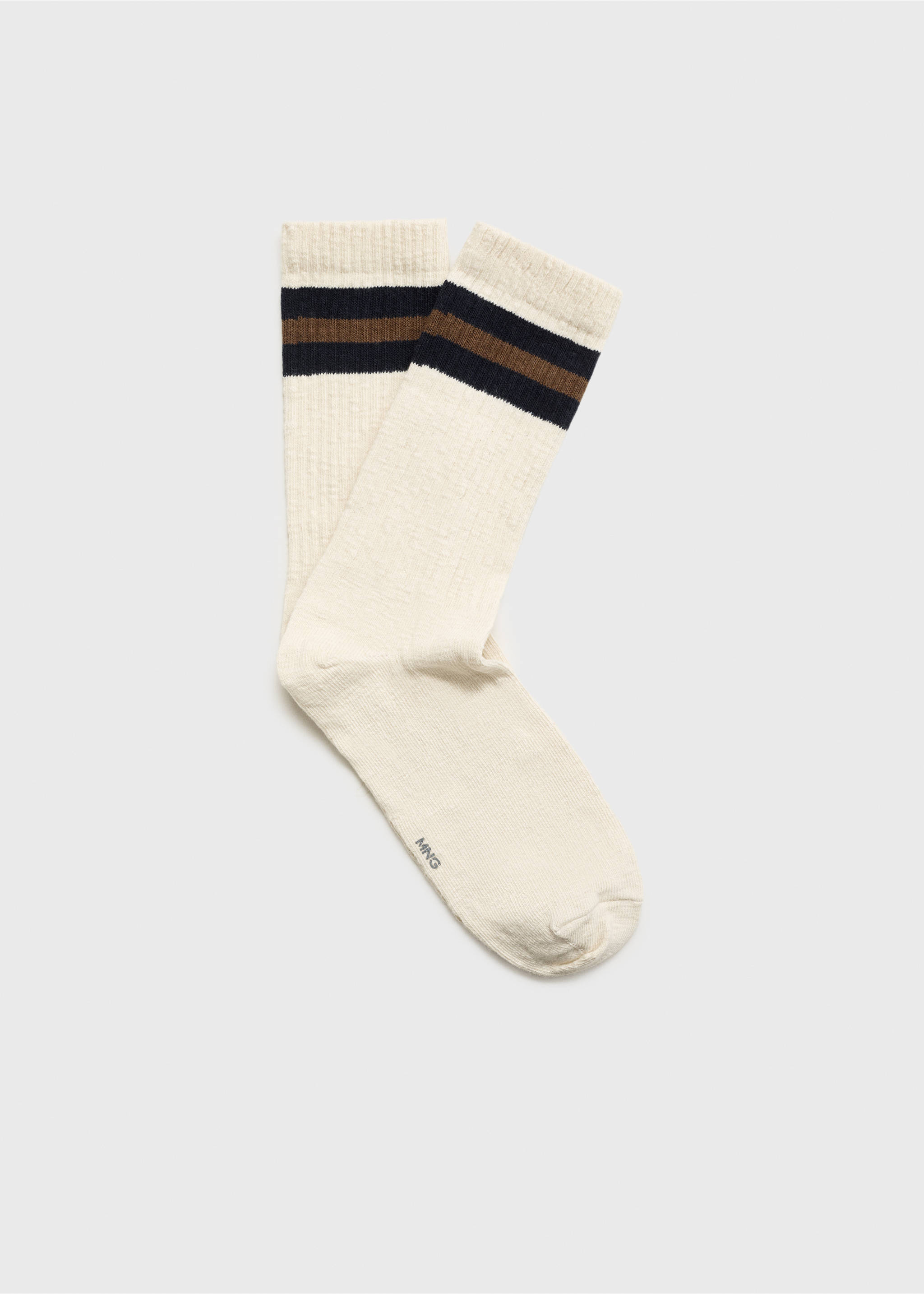 Lot 2 paires chaussettes rayures - Article sans modèle, Écru. Ref: 17001264-00.