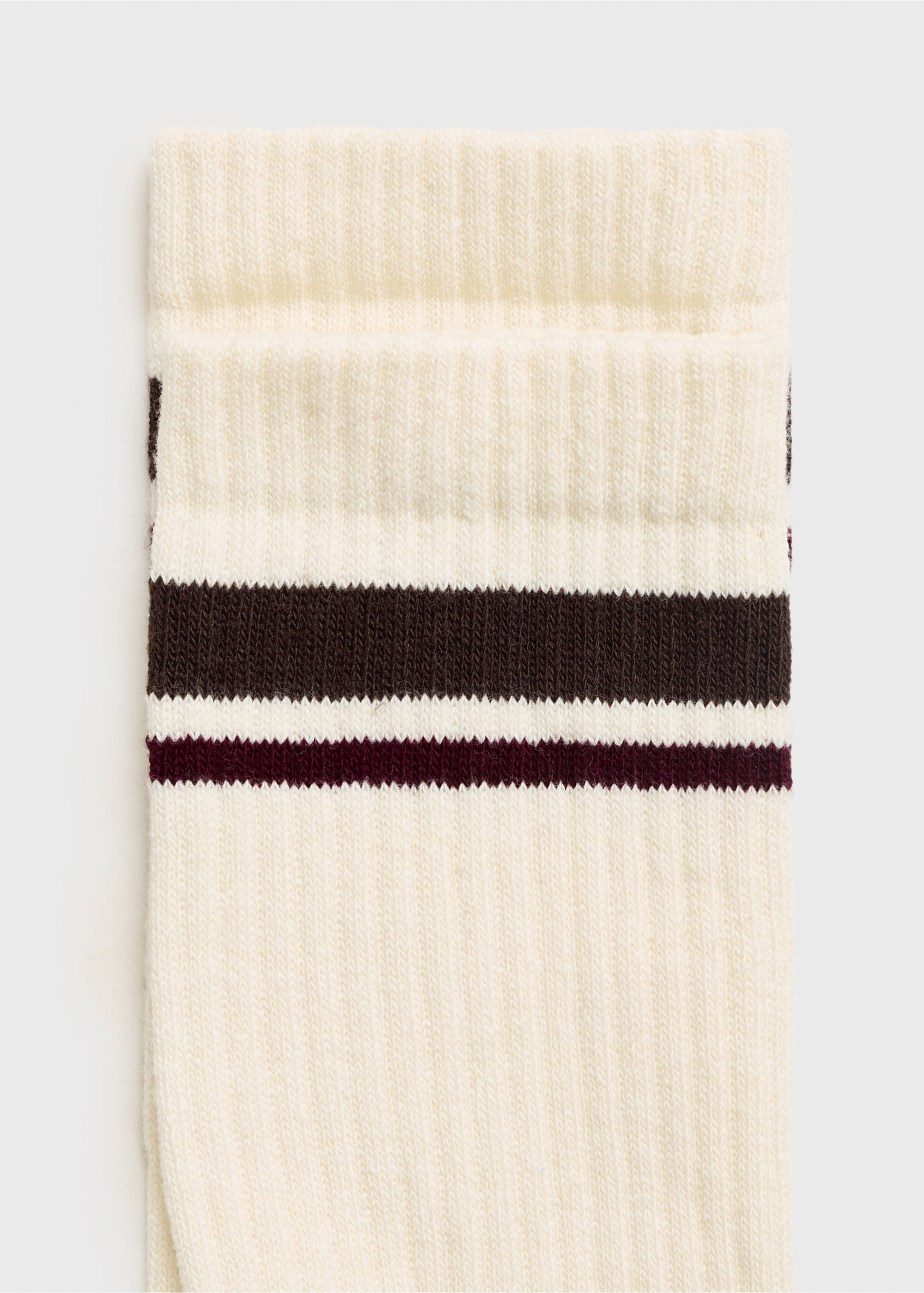 Striped cotton socks - Details of the article 8, Ecru. Ref: 17001265-00.