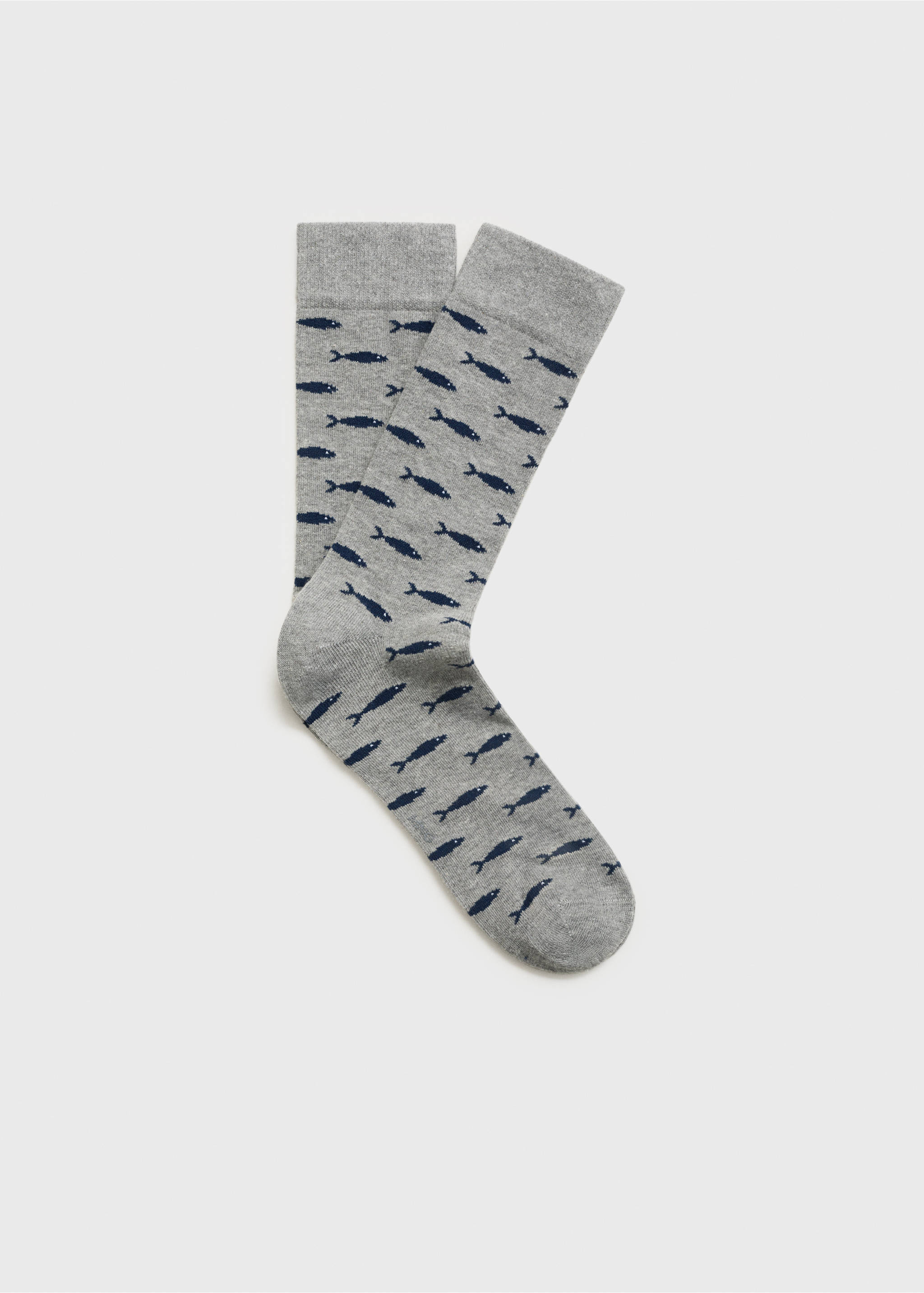 Fish-print cotton socks - Article without model, Grey. Ref: 17001268-00.