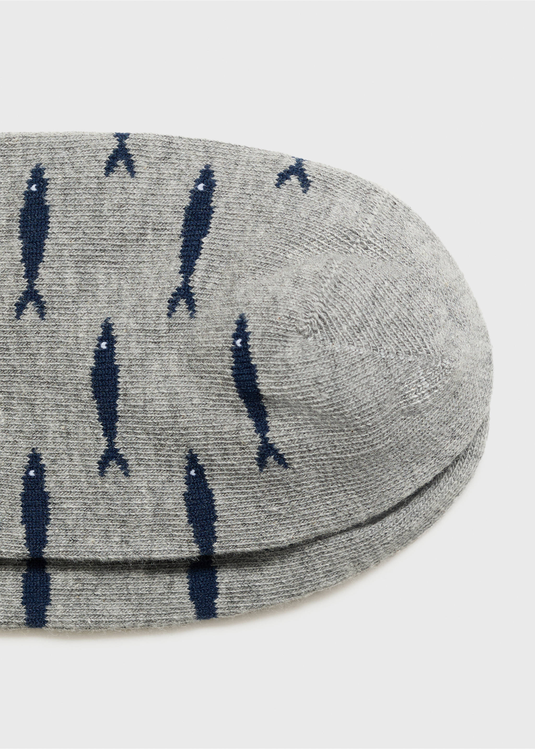 Fish-print cotton socks - Details of the article 8, Grey. Ref: 17001268-00.