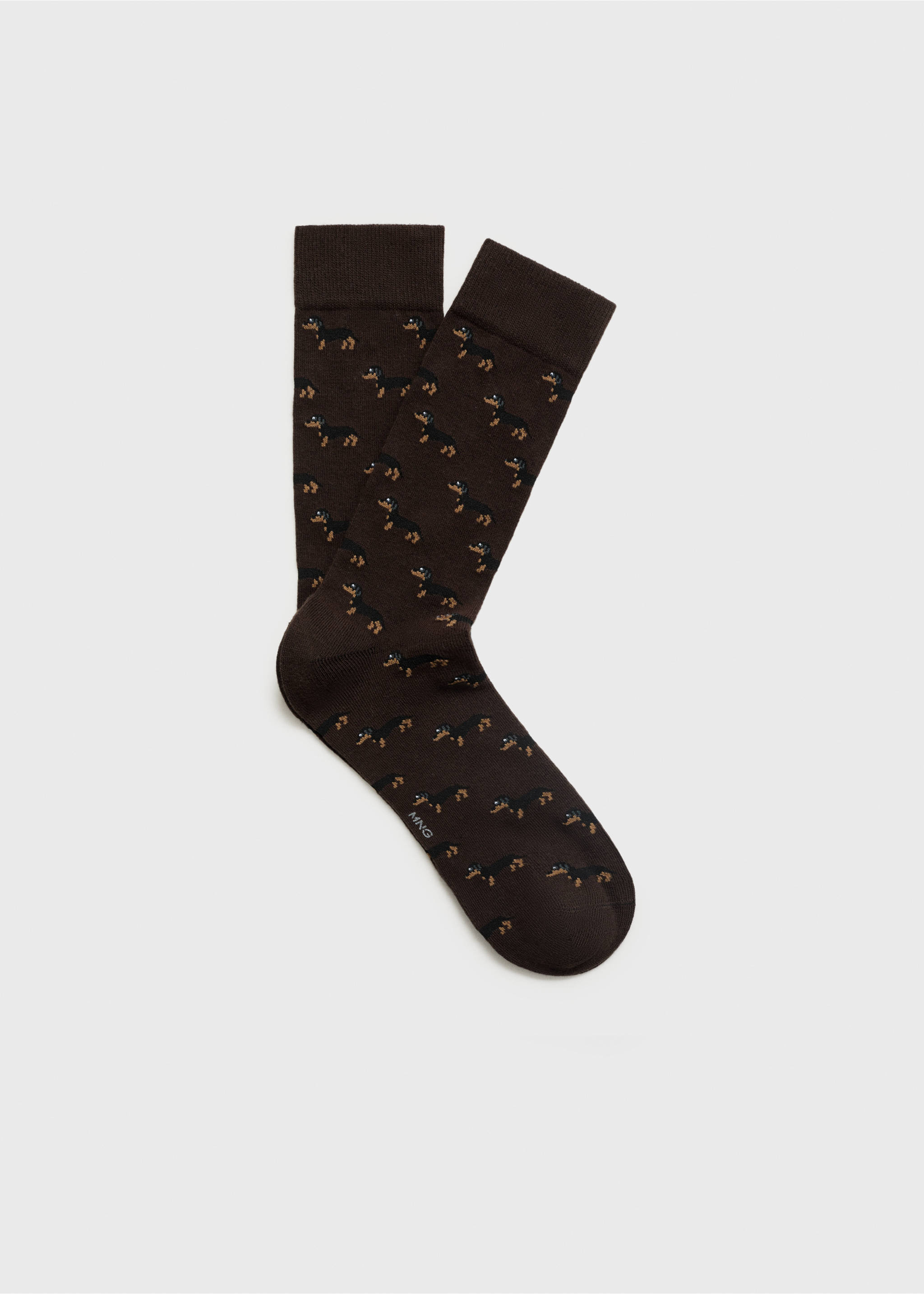 Baumwollsocken mit Hundemuster - Artikel ohne Model, Braun. Ref: 17001270-00.