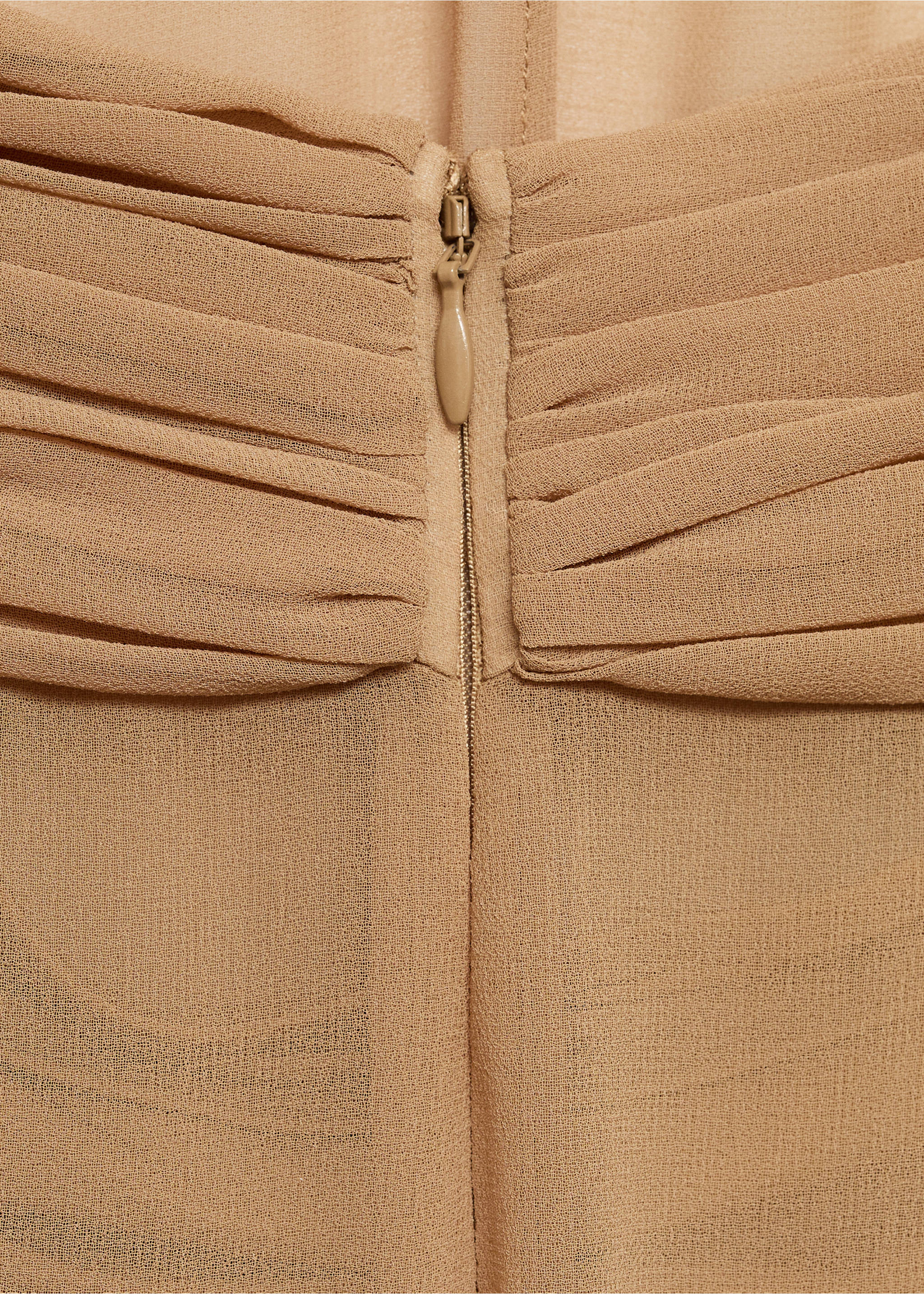 Long semi-transparent dress with crossed neckline - Details of the article 0, Nude. Ref: 17001273-00.