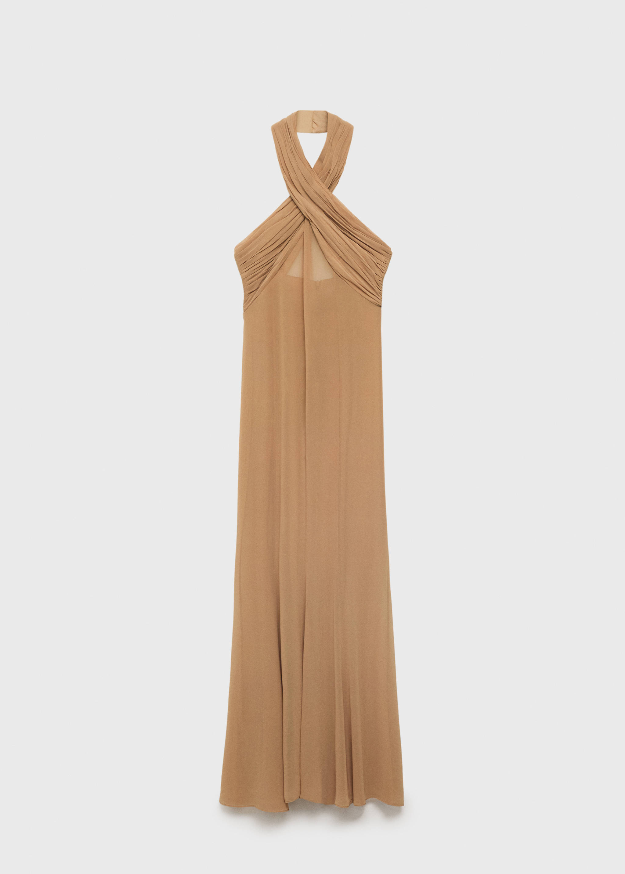 Long semi-transparent dress with crossed neckline - Article without model