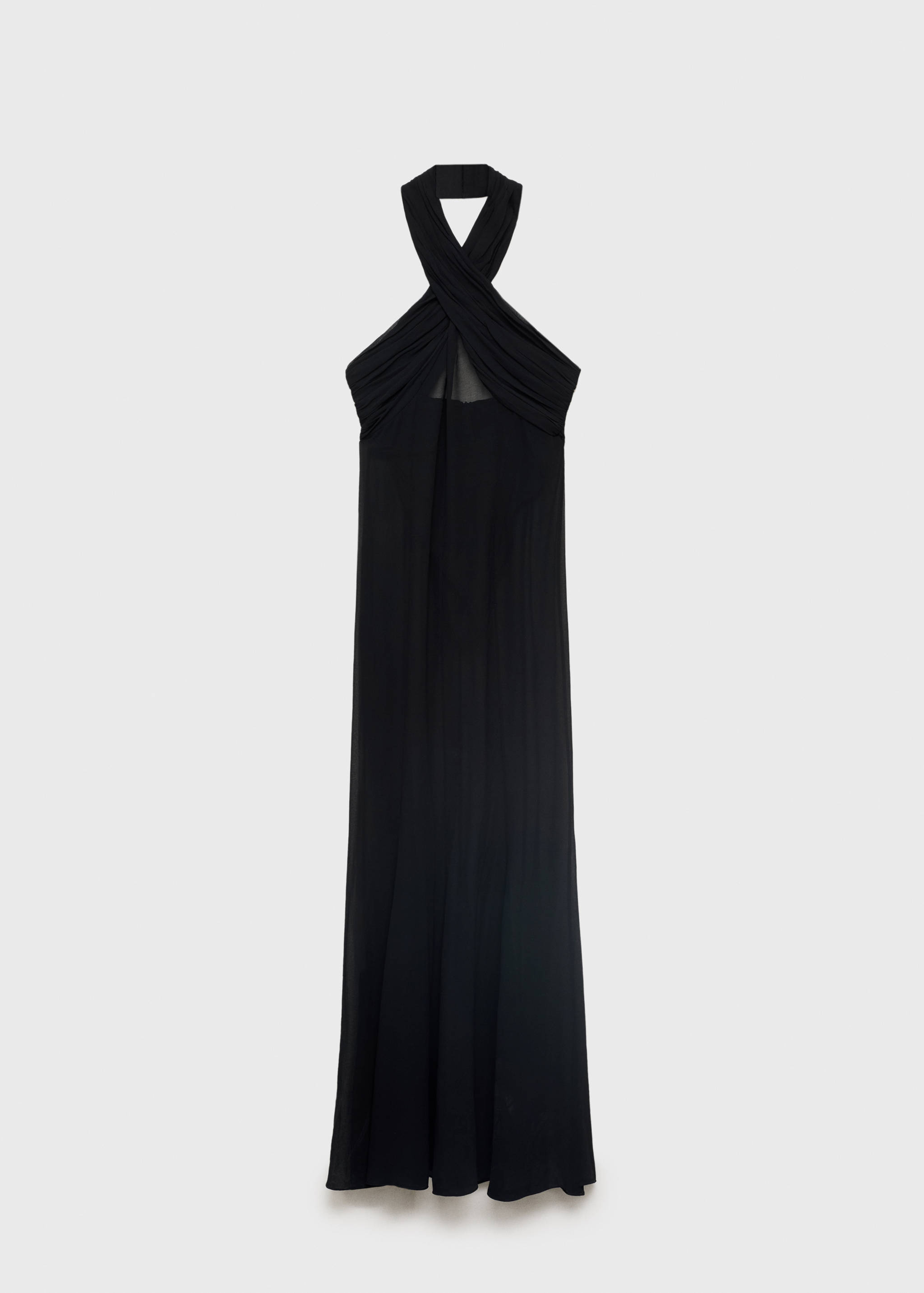 Long semi-transparent dress with crossed neckline - Article without model