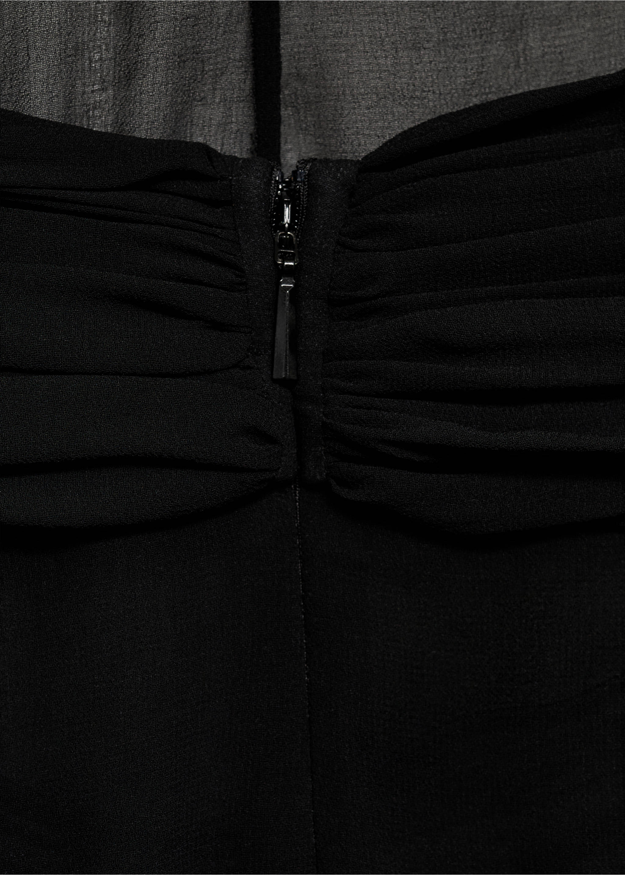 Long semi-transparent dress with crossed neckline - Details of the article 0, Black. Ref: 17001273-00.