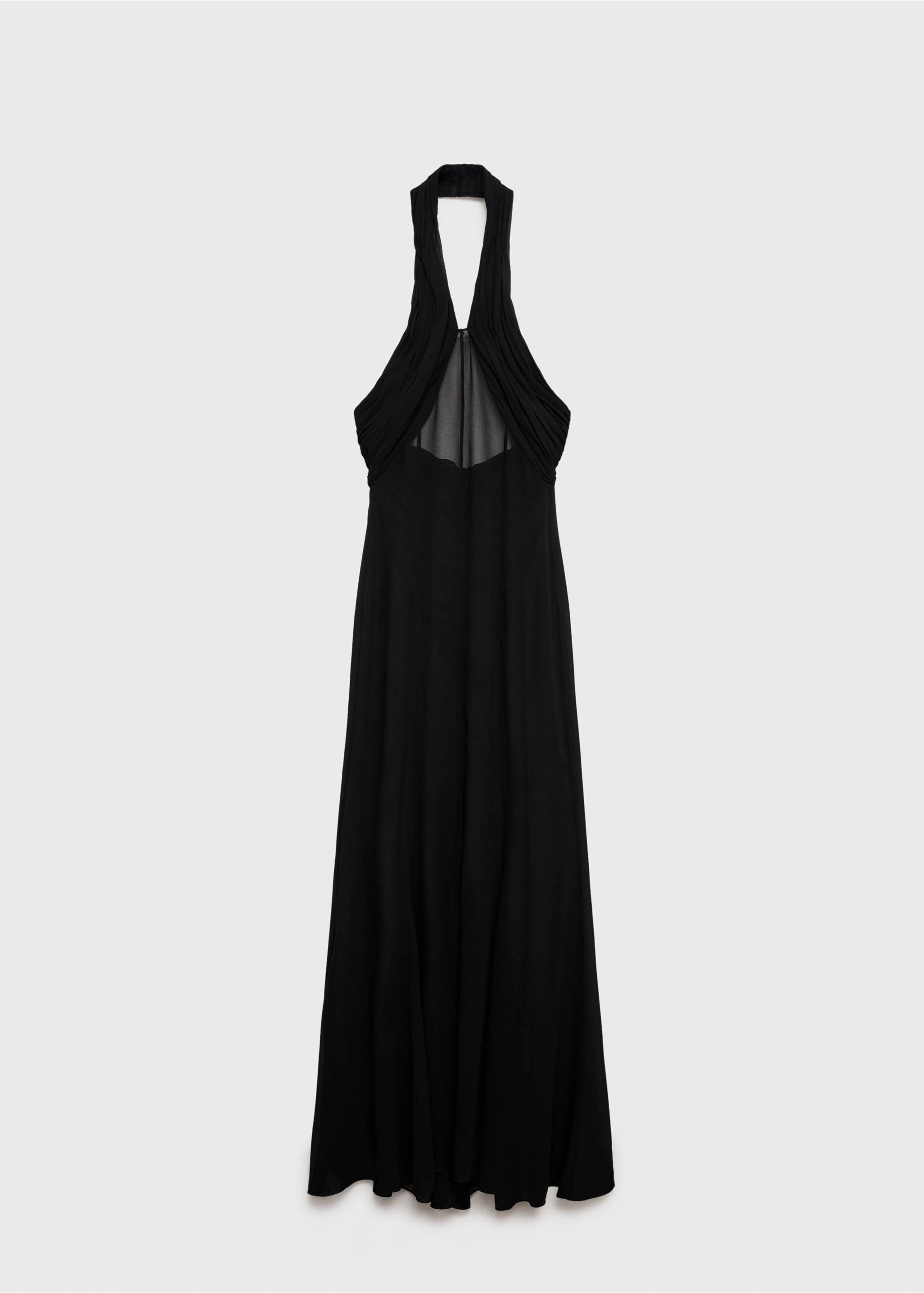 Robe longue semi-transparente col croisé - Article sans modèle, Noir. Ref: 17001273-00.