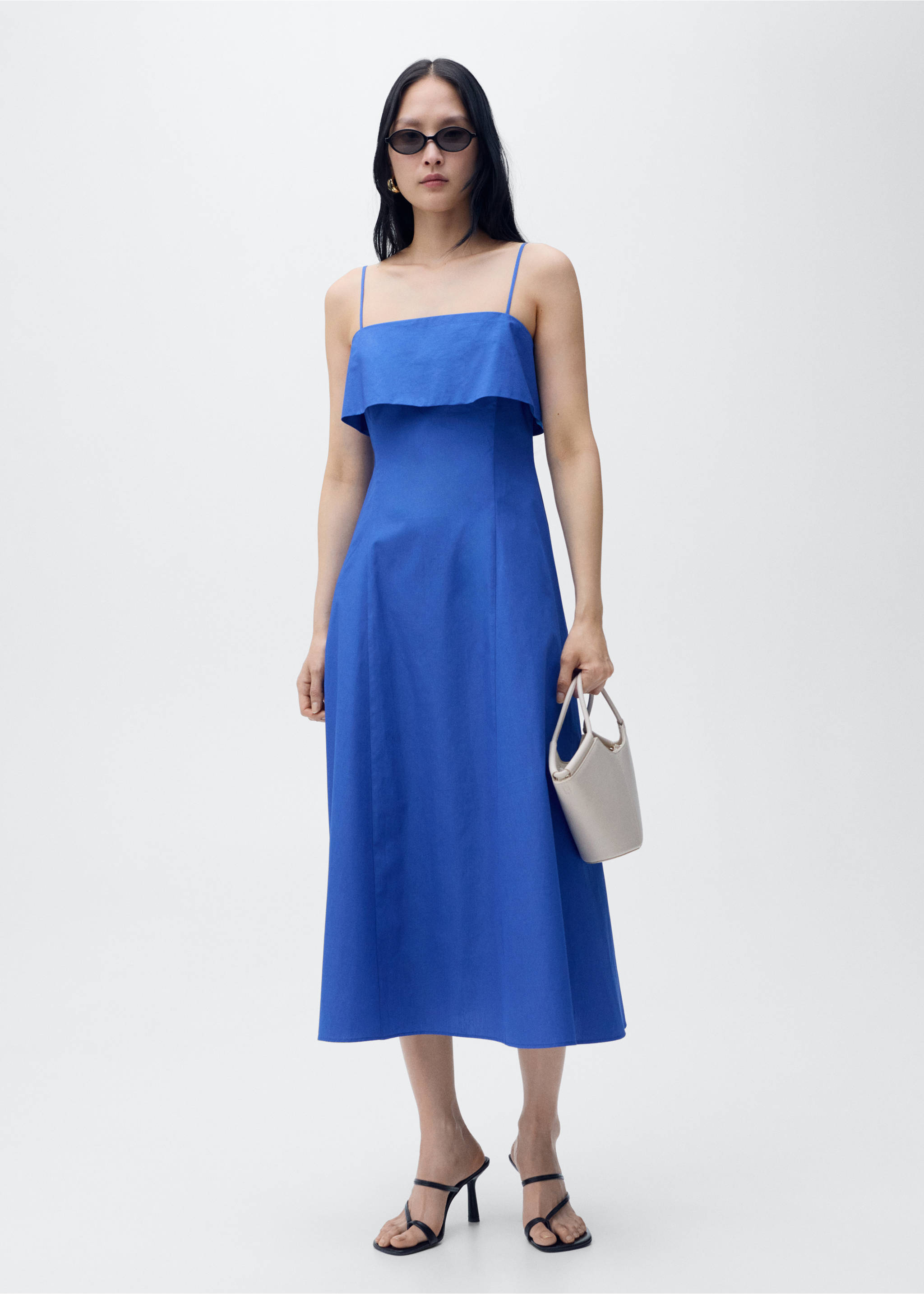 Flared cotton dress - General plane, Blue. Ref: 17001277-00.
