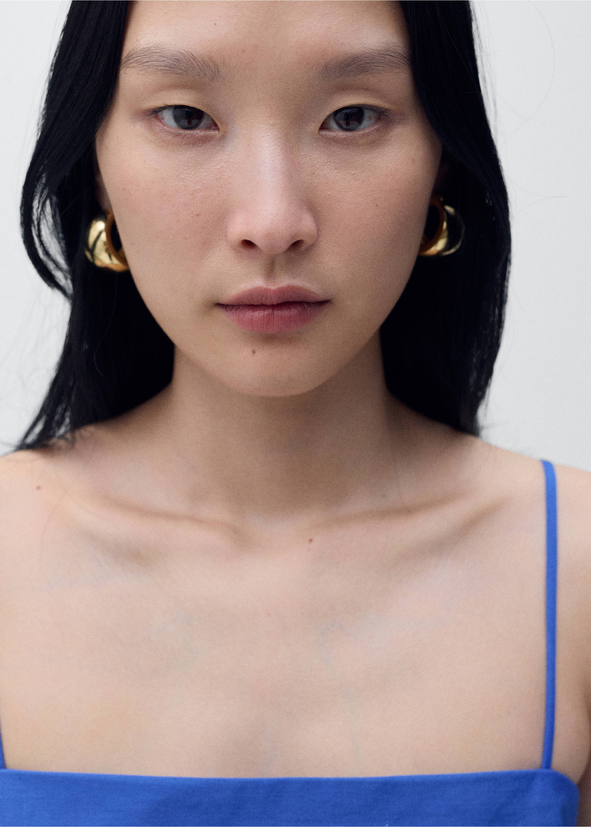 Flared cotton dress - Details of the article 1, Blue. Ref: 17001277-00.