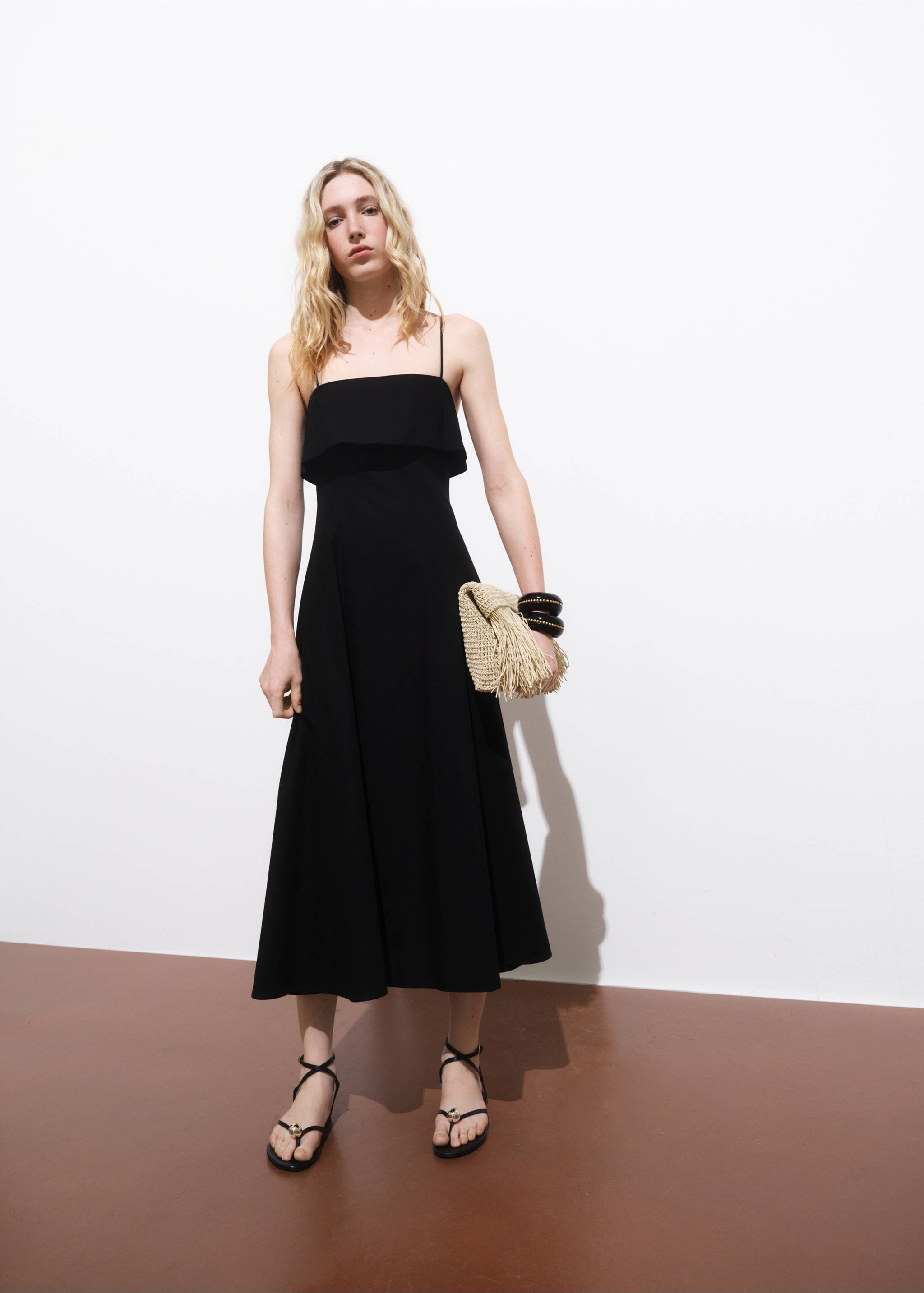 Flared cotton dress - General plane, Black. Ref: 17001277-00.