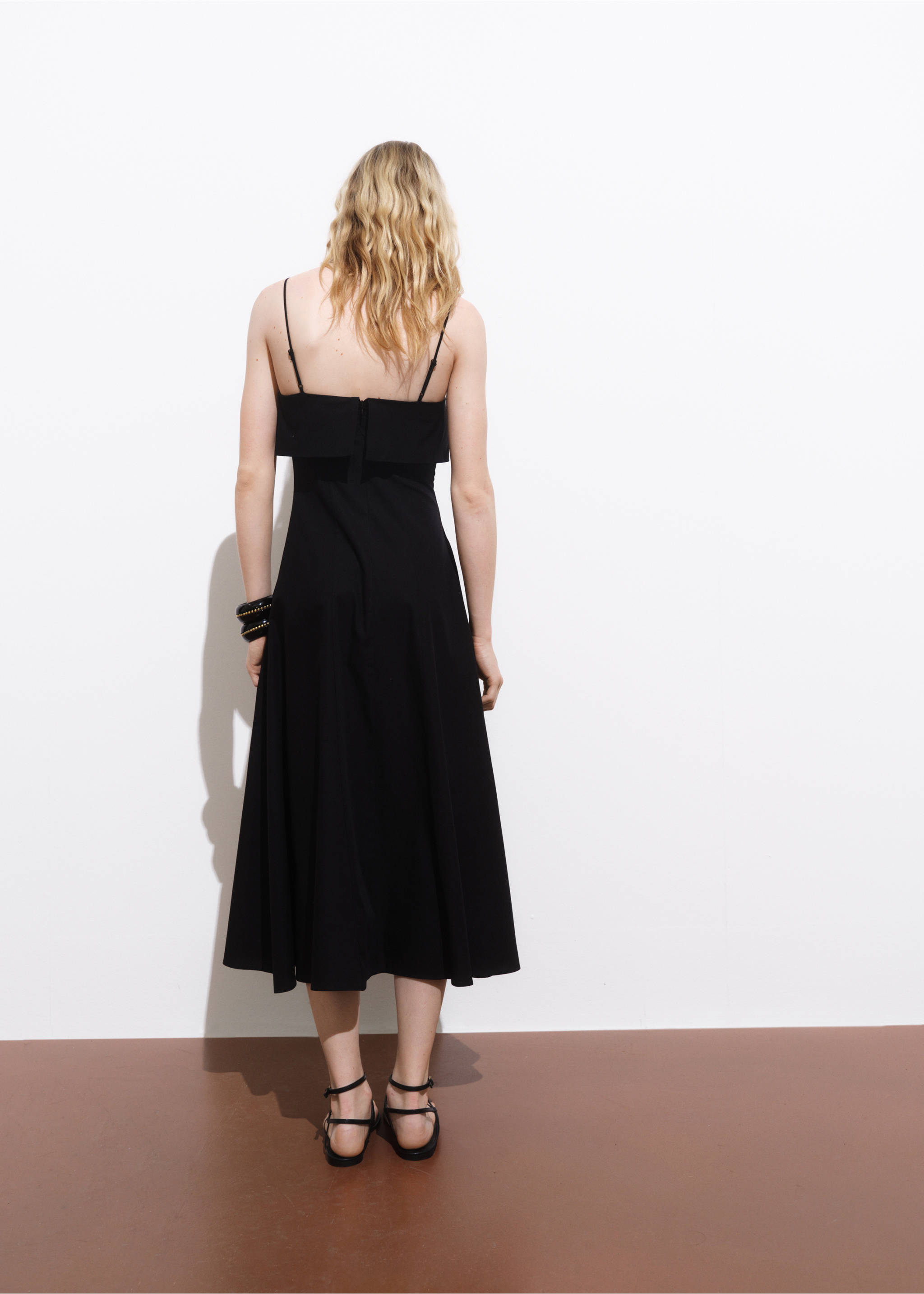 Flared cotton dress - Reverse of the article, Black. Ref: 17001277-00.