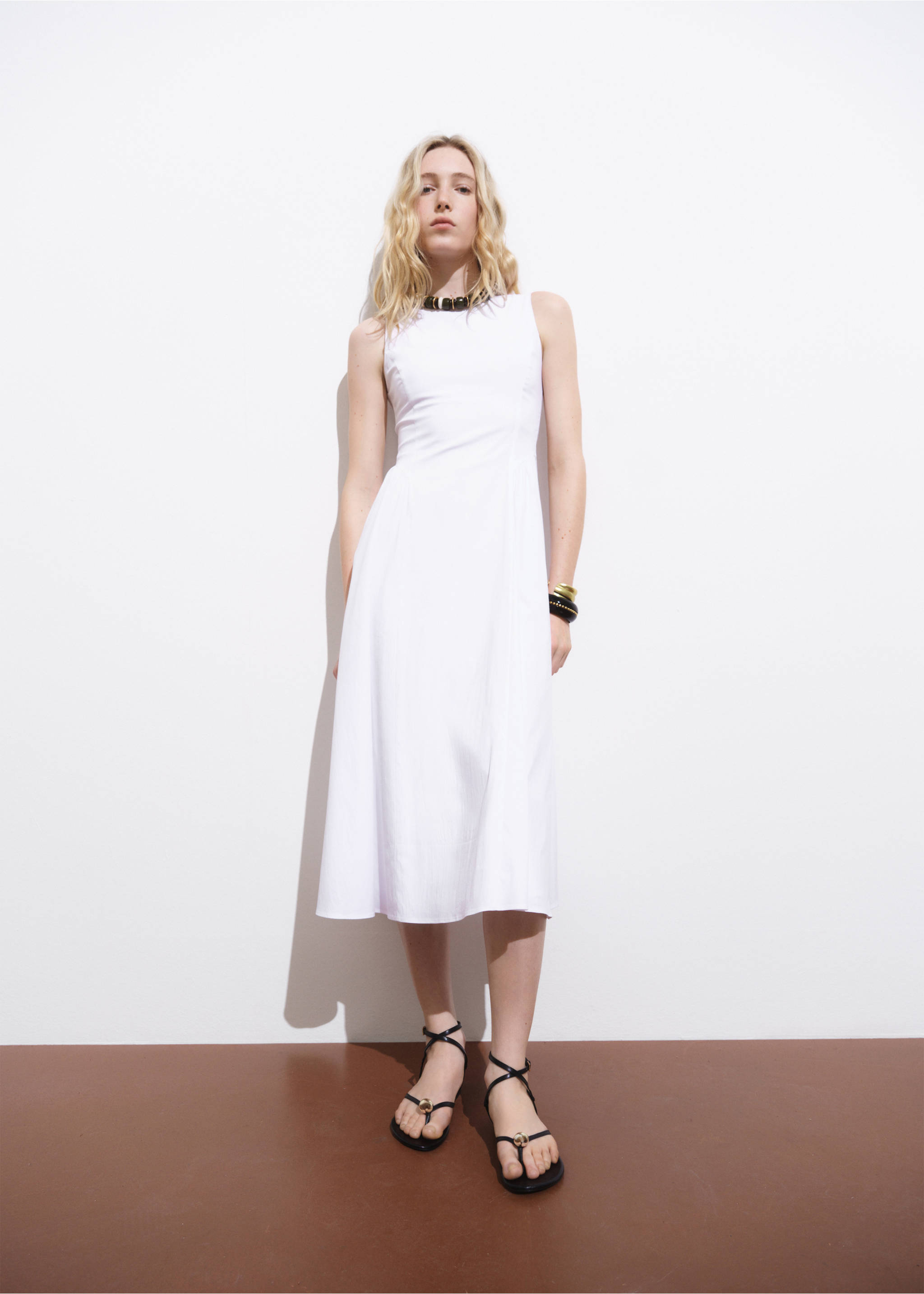 Evasé-Midikleid - Allgemeine Ansicht, Weiß. Ref: 17001283-00.