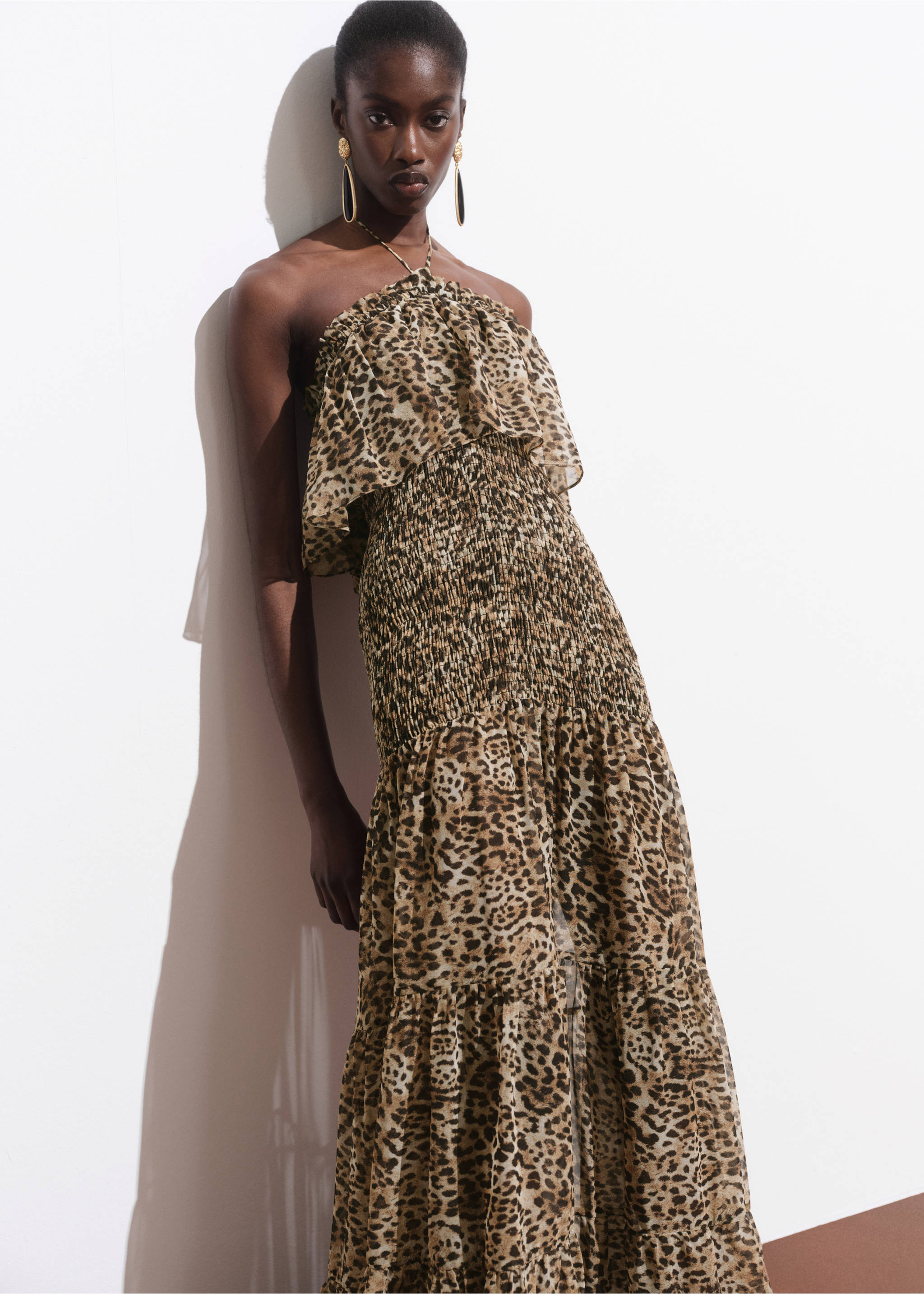 Leopard-print maxi-dress - Medium plane, Brown. Ref: 17001284-00.