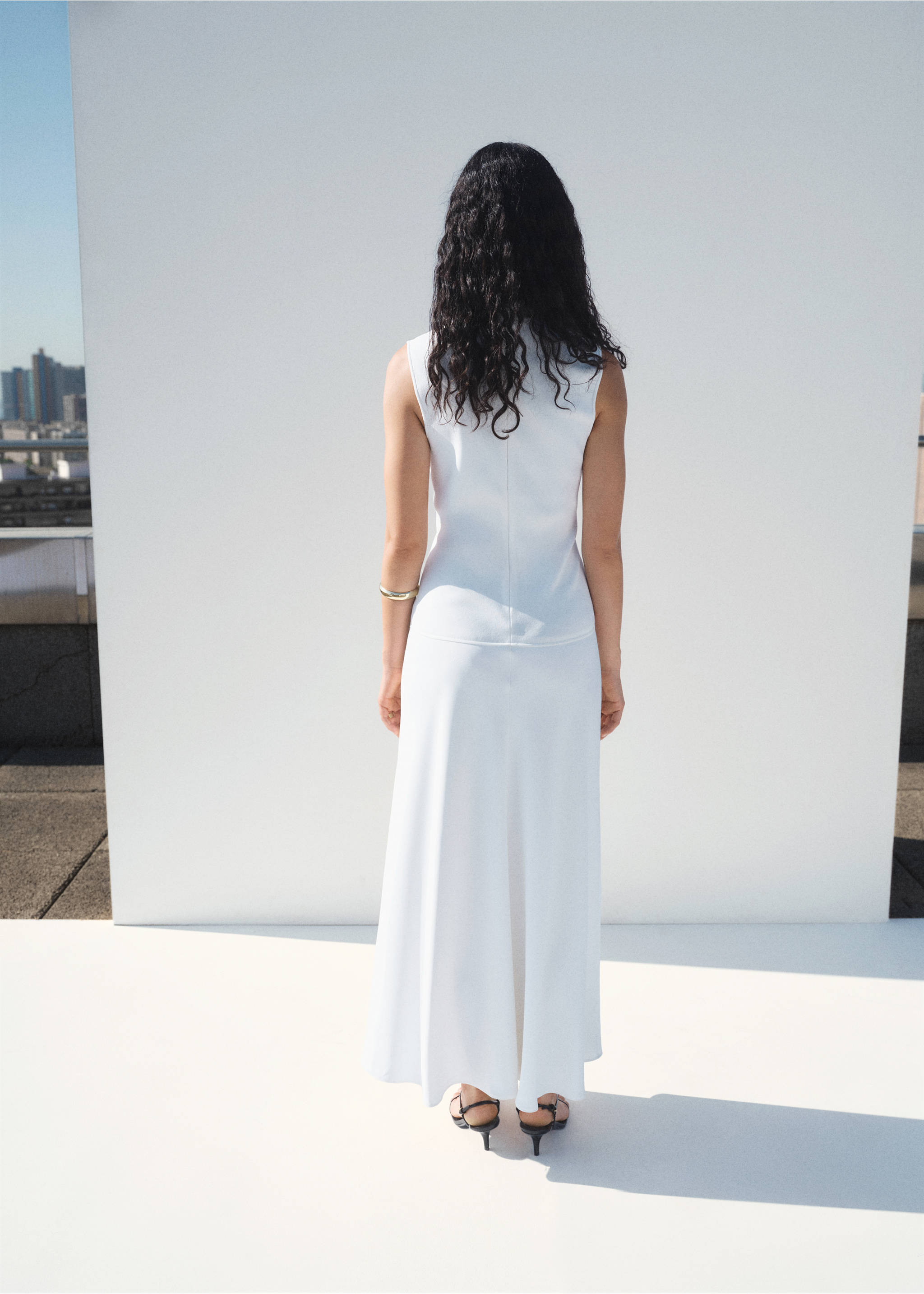 Combined long dress - Reverse of the article, White. Ref: 17001285-00.
