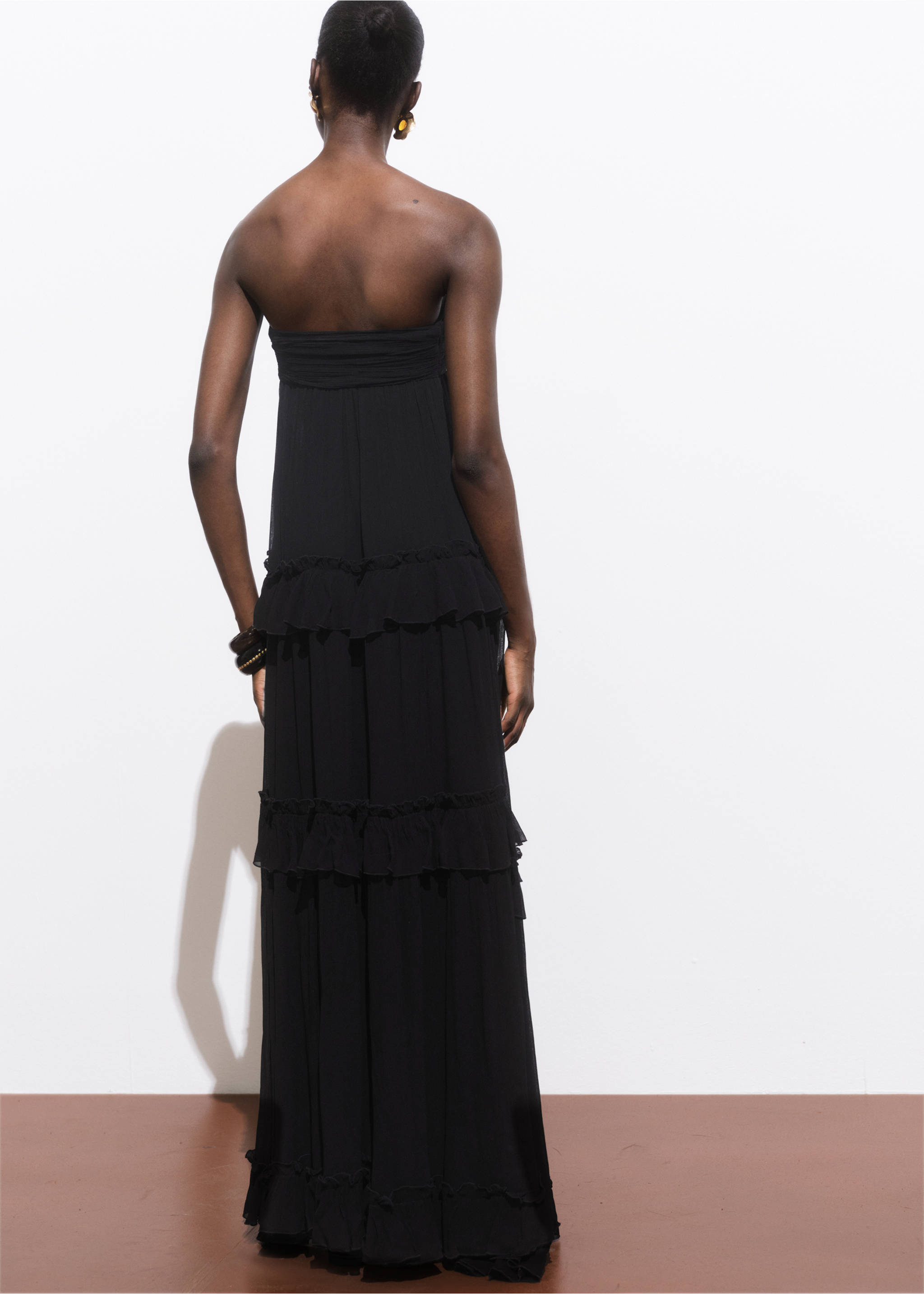 Strapless maxi-dress - Reverse of the article, Black. Ref: 17001286-00.