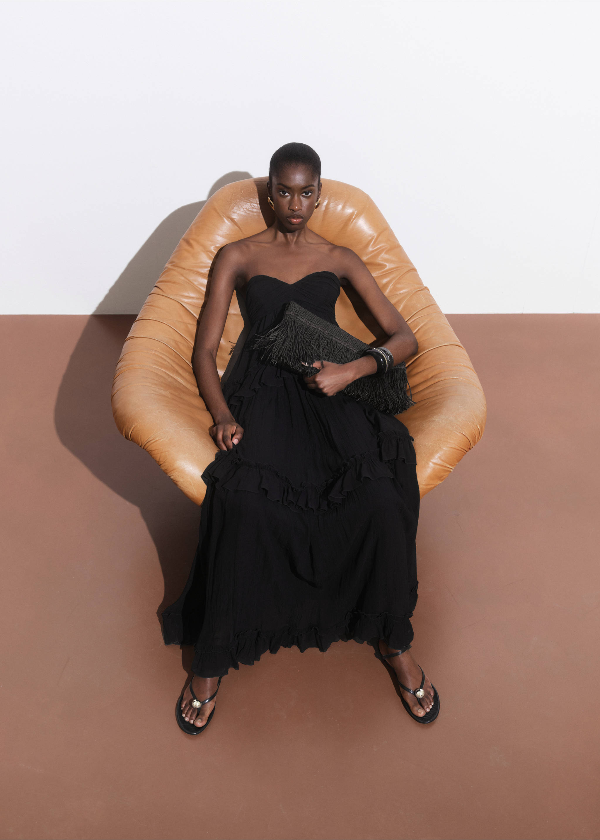 Strapless maxi-dress - Details of the article 2, Black. Ref: 17001286-00.