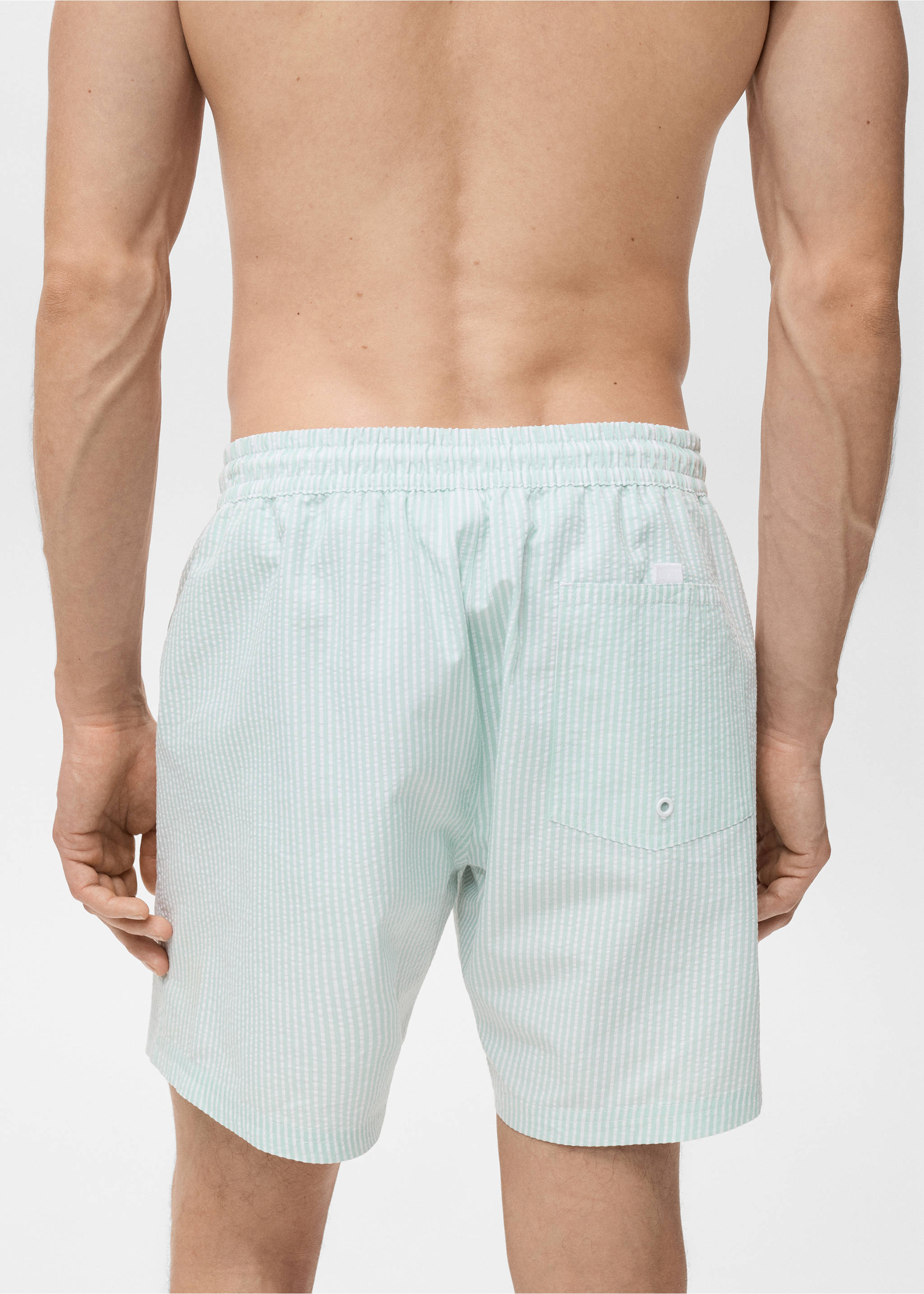 Seersucker swimming trunks - Details of the article 6, Aqua Green. Ref: 17001288-00.