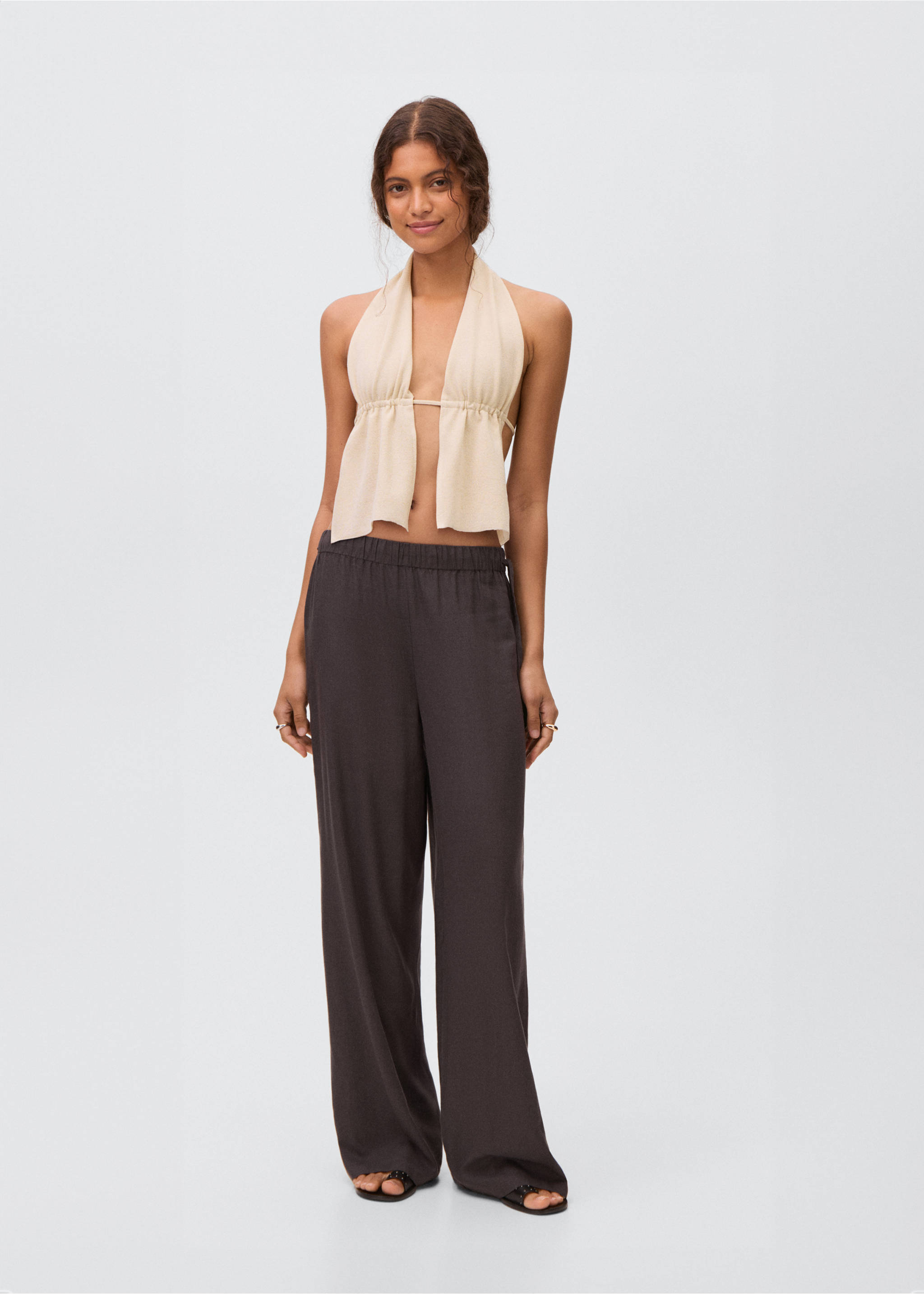 Lurex-knit halter top - General plane, Gold. Ref: 17001290-00.