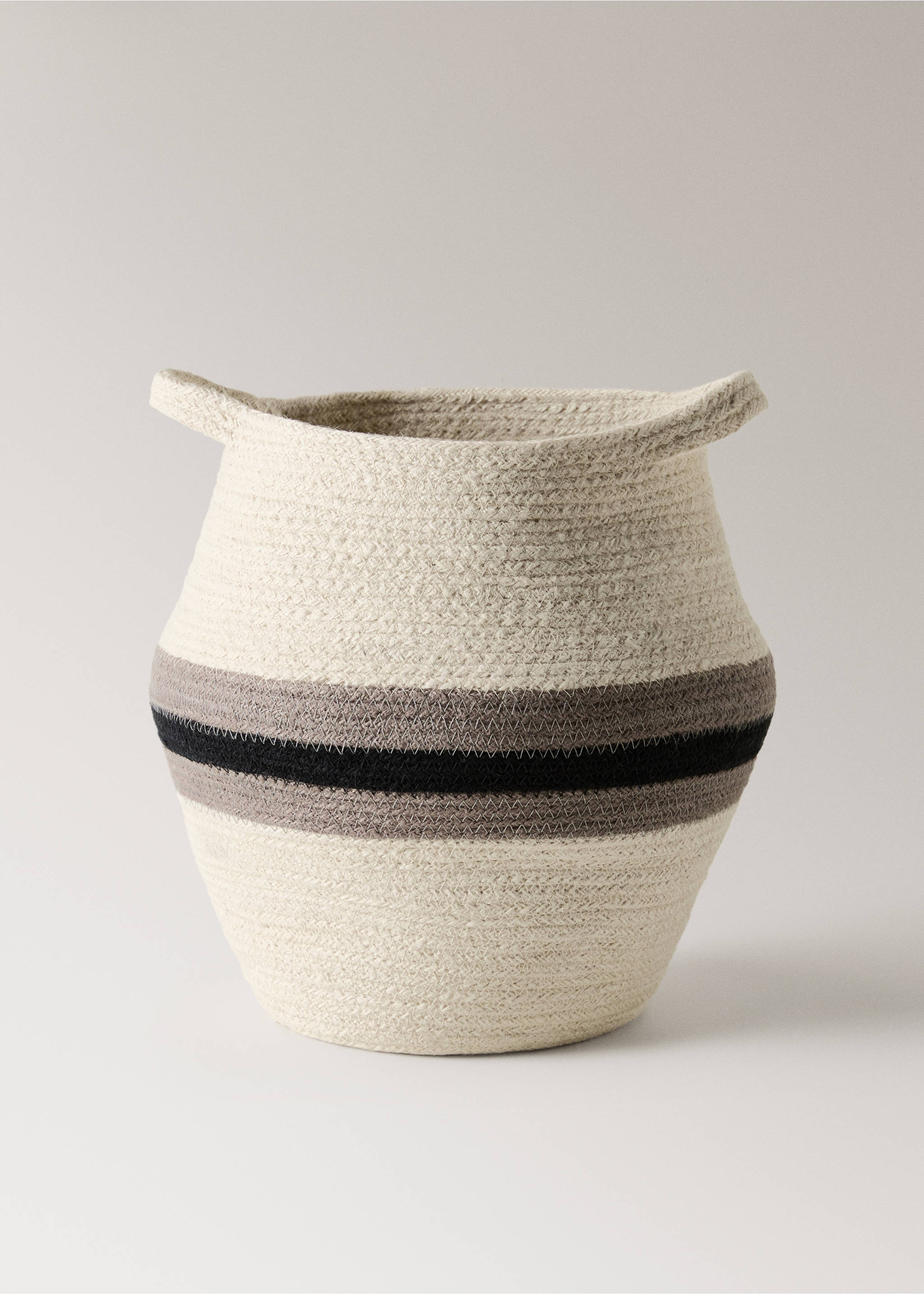 Medium jute basket with stripes - Article without model, White. Ref: 17001535-00.
