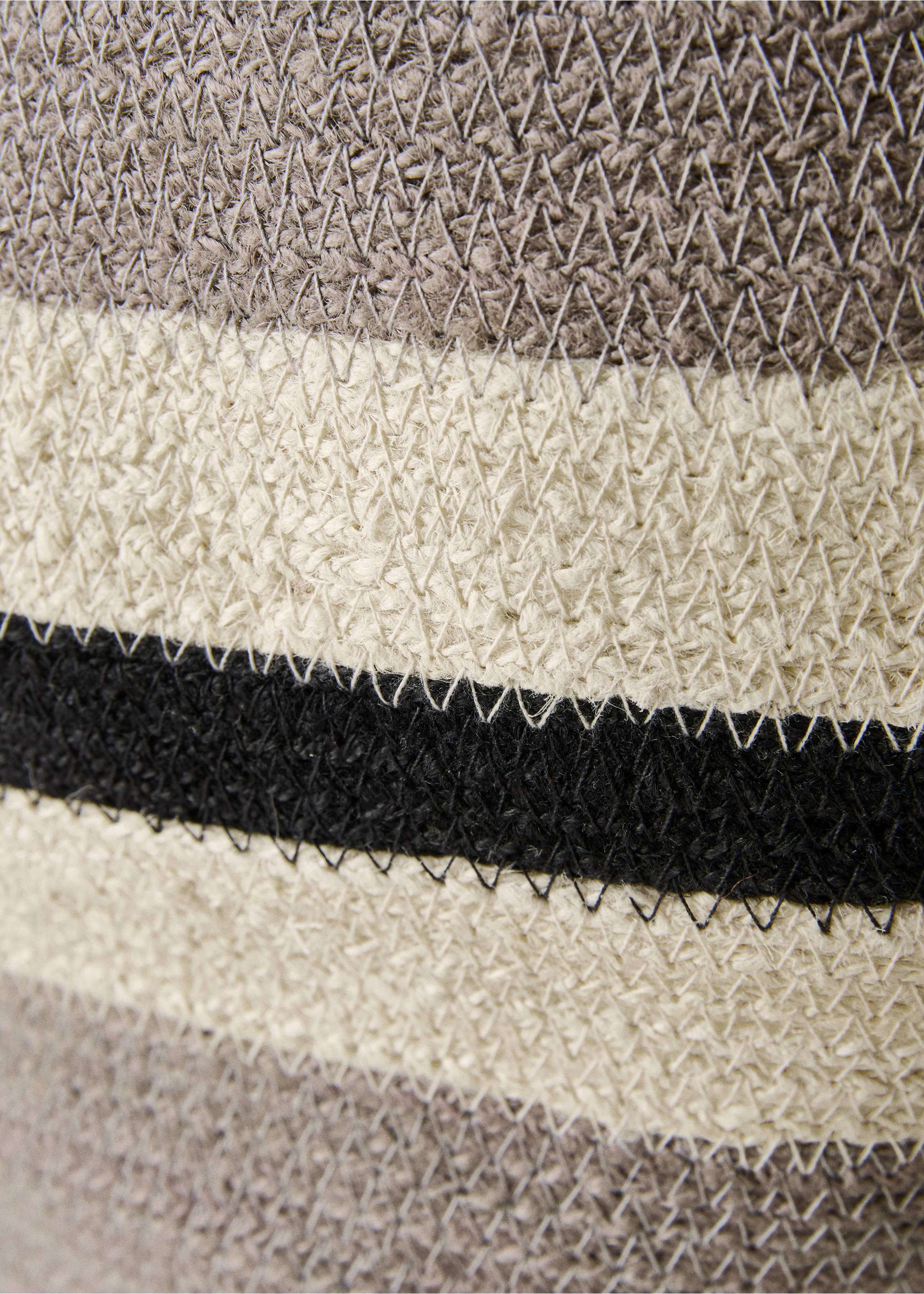Large jute basket with stripes - Details of the article 3, Grey. Ref: 17001536-00.