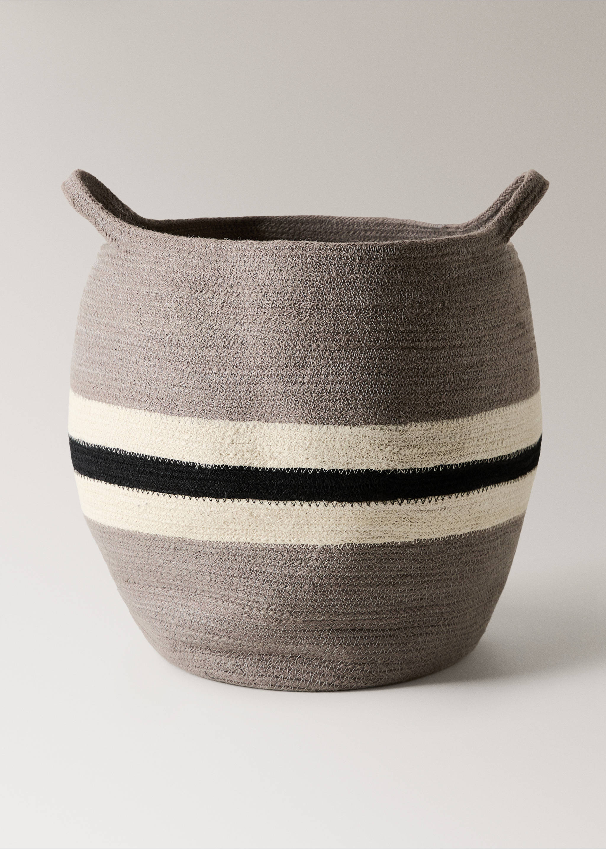 Large jute basket with stripes - Article without model, Grey. Ref: 17001536-00.