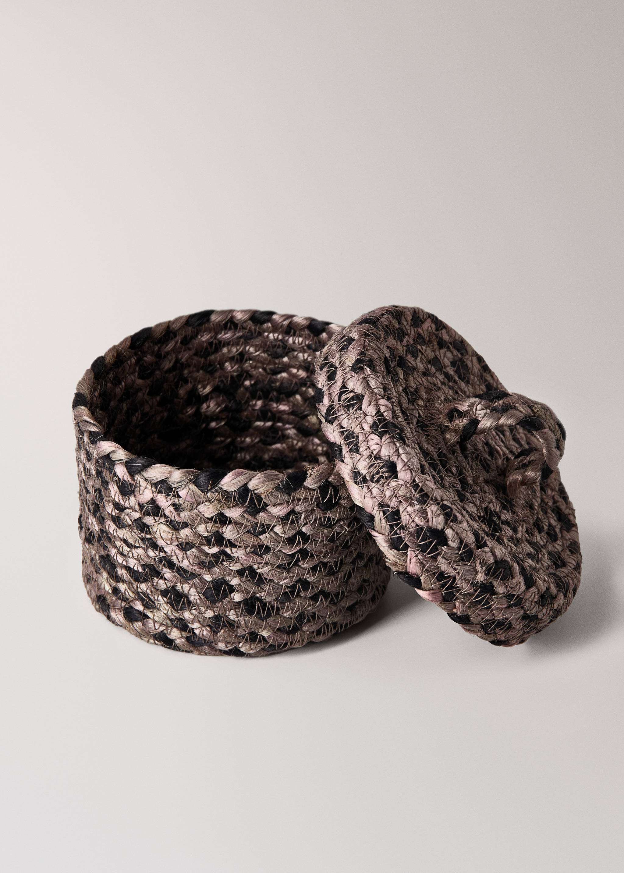 Small melange jute basket with small lid - Details of the article 1
