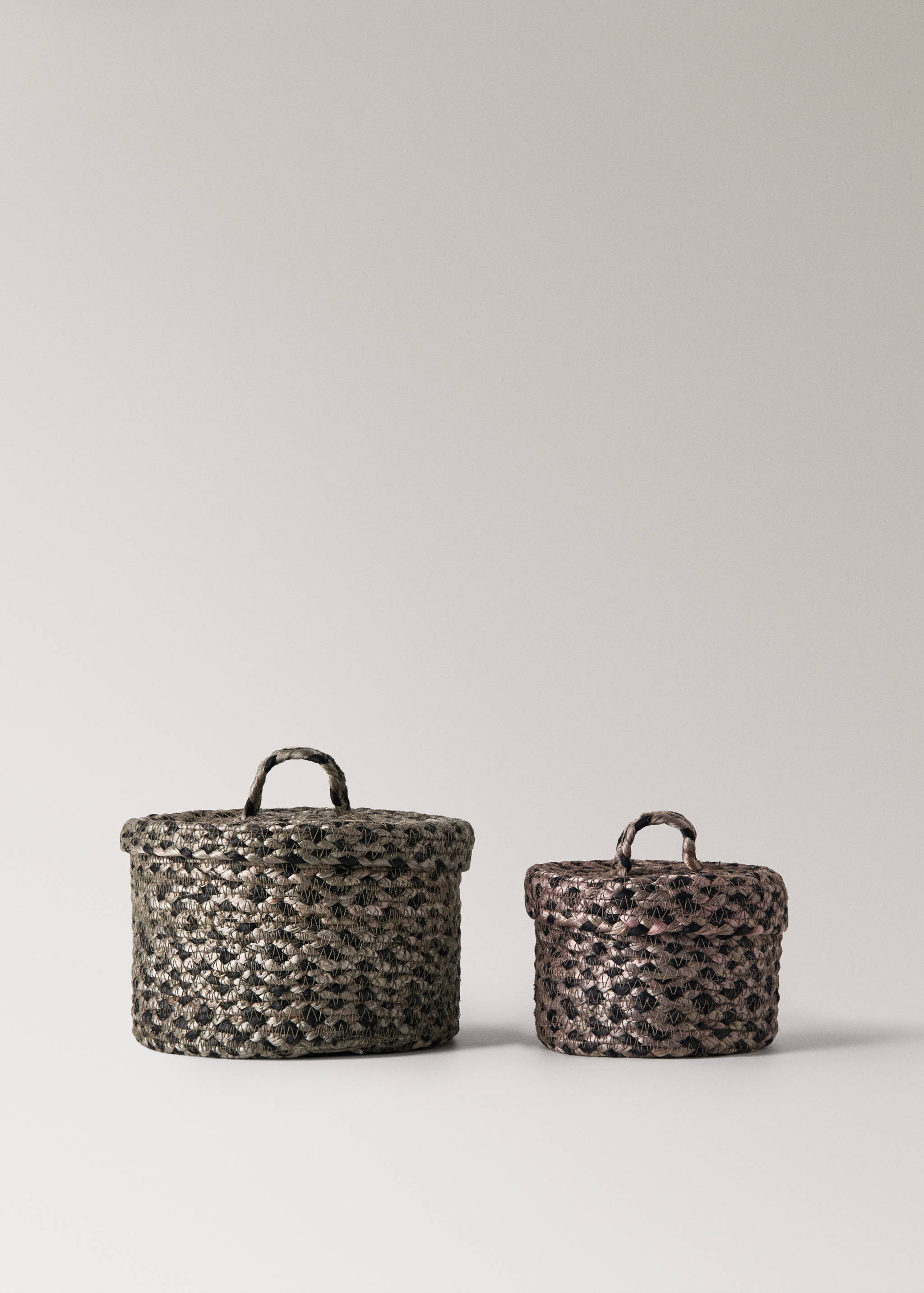 Small melange jute basket with small lid - Details of the article 4