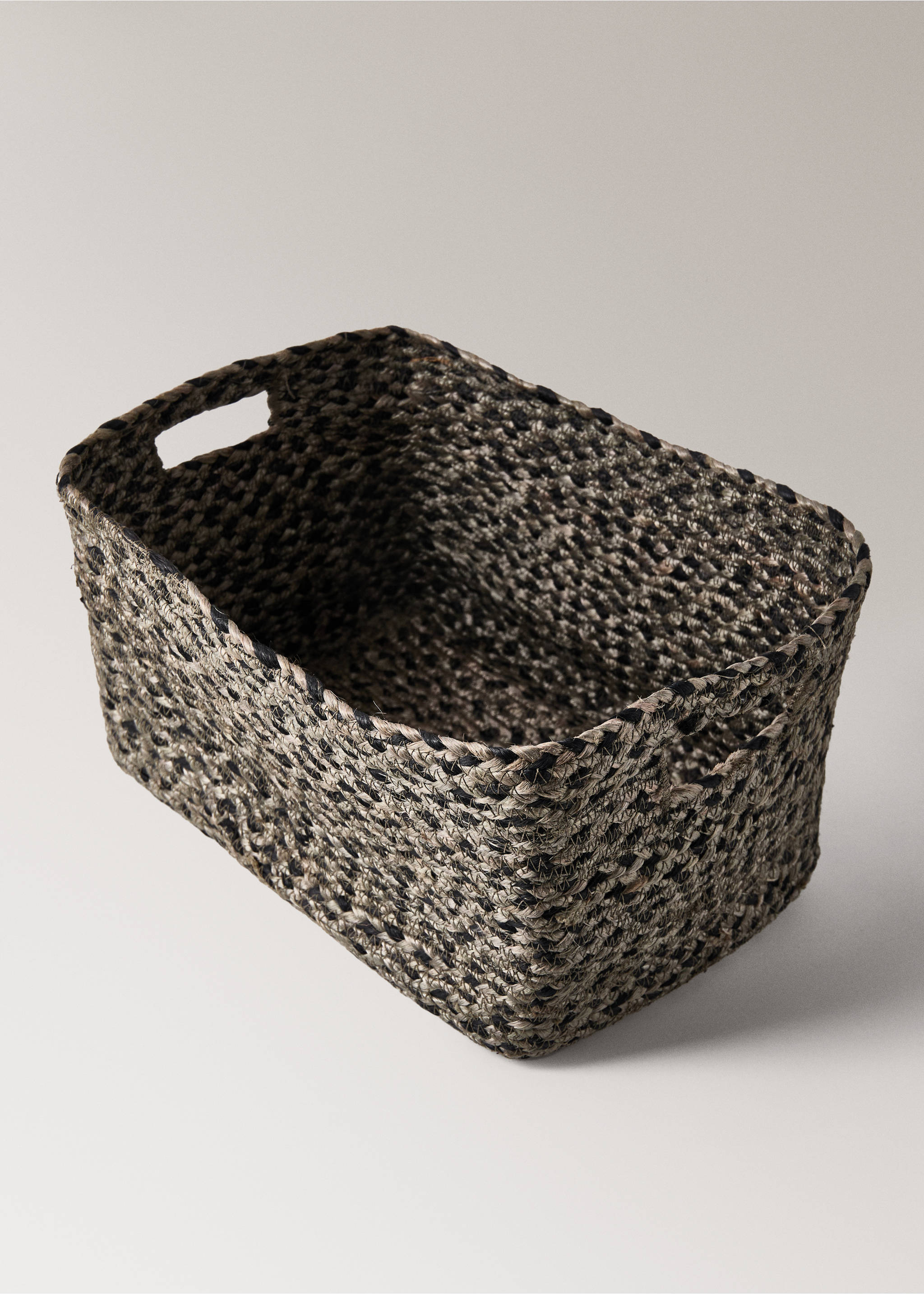 Large melange jute basket - Details of the article 1, Grey. Ref: 17001543-00.