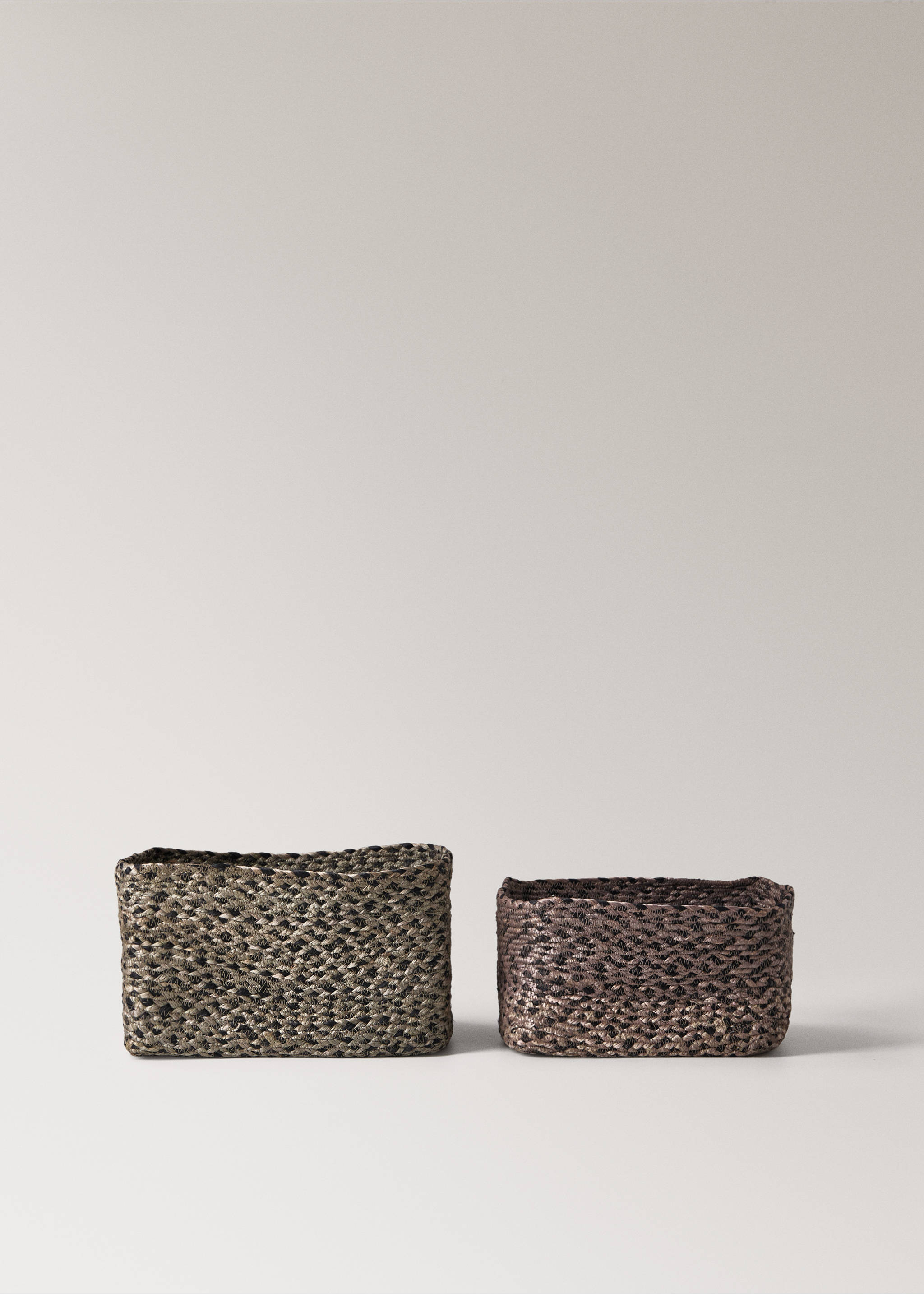 Large melange jute basket - Details of the article 3, Grey. Ref: 17001543-00.