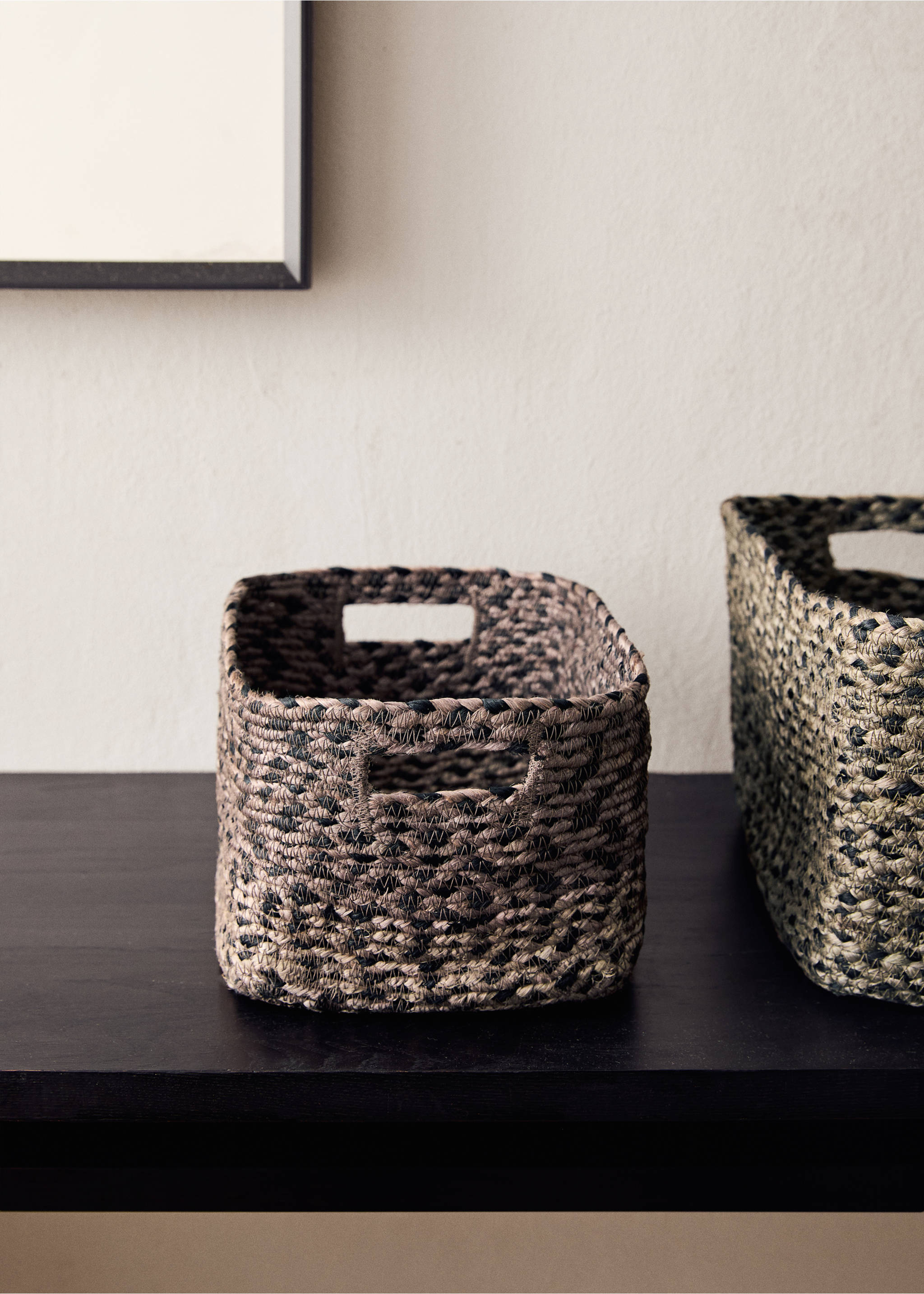 Medium melange jute basket - General plane, Light/Pastel Brown. Ref: 17001544-00.