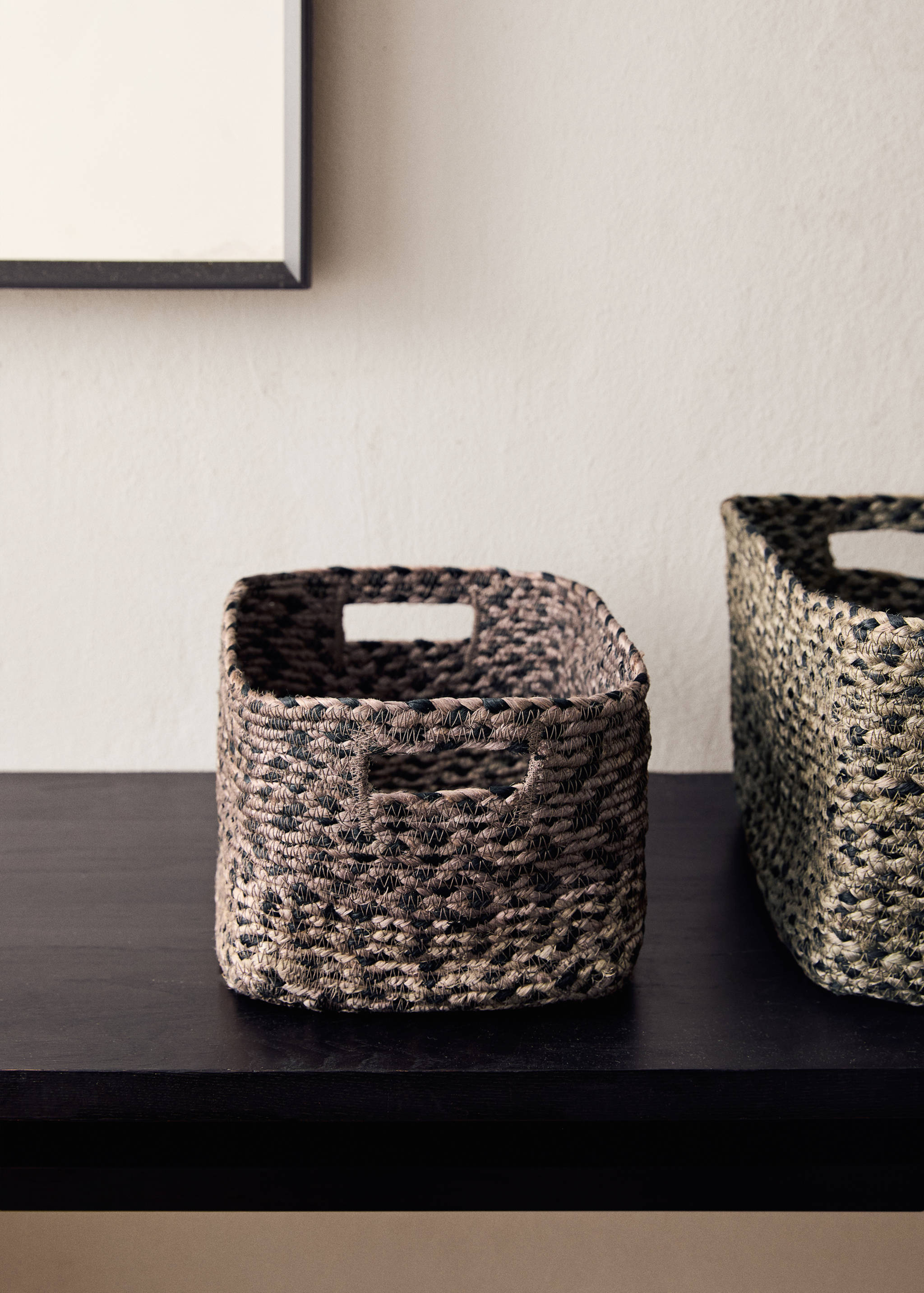 Medium melange jute basket - General plane