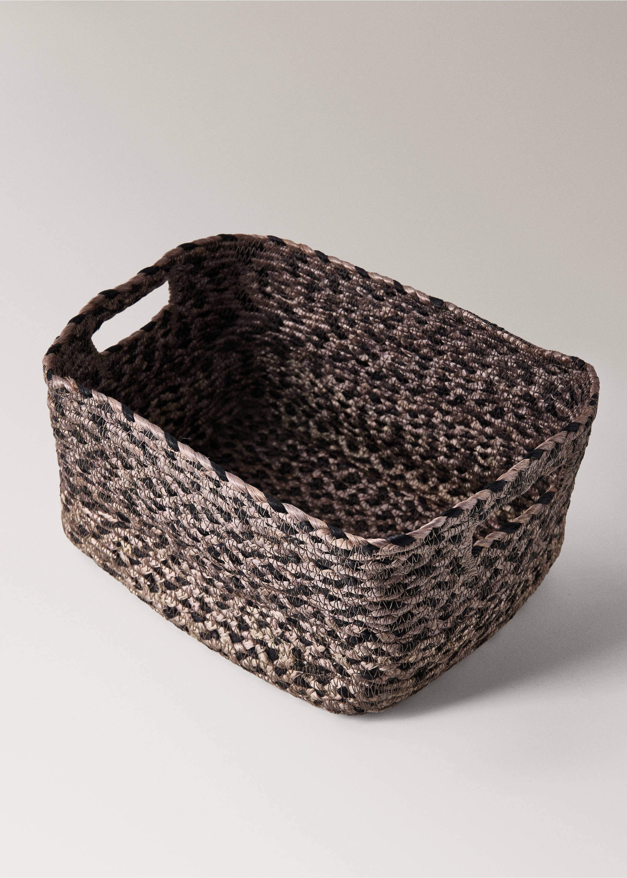Medium melange jute basket - Details of the article 1, Light/Pastel Brown. Ref: 17001544-00.
