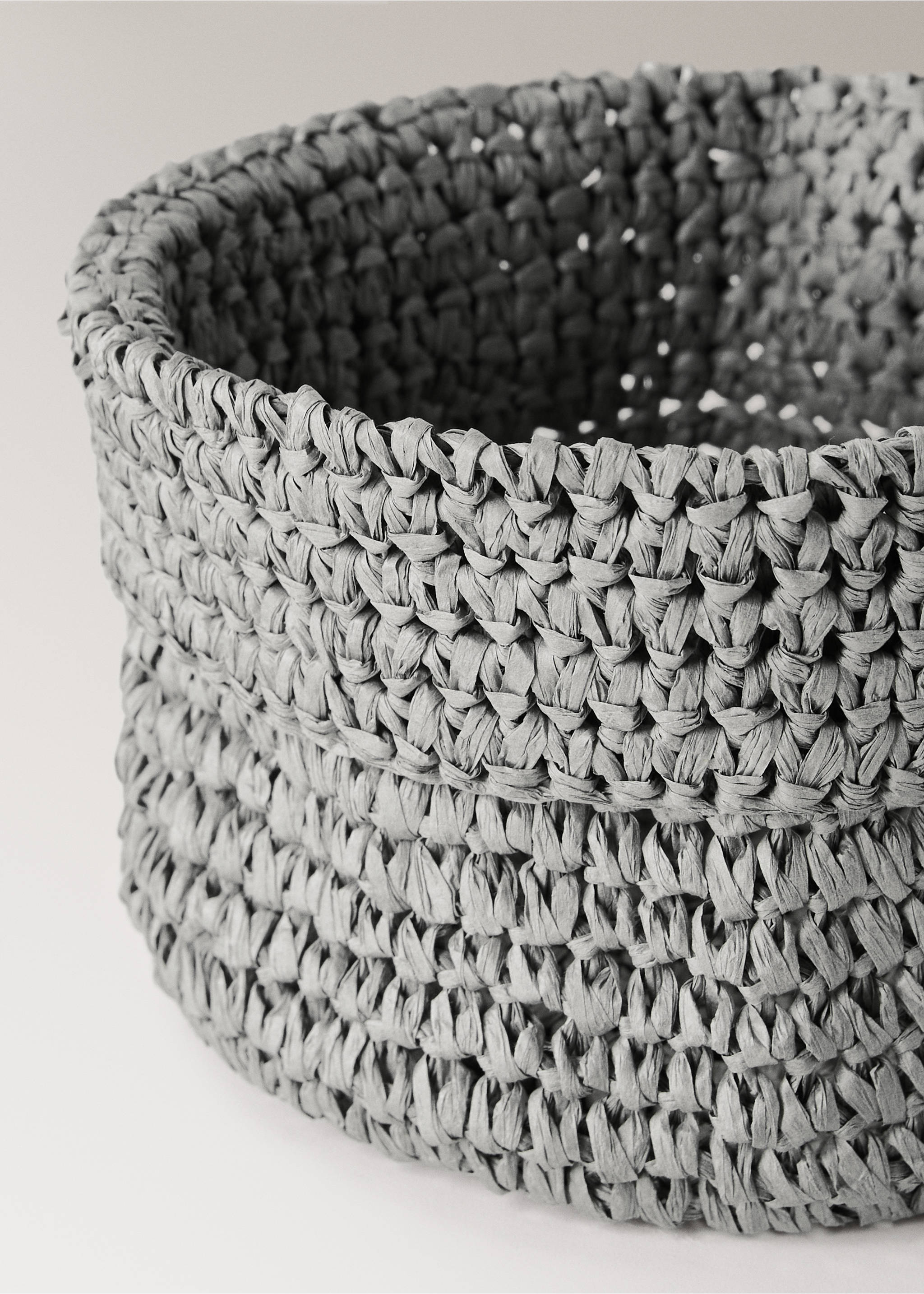 Crochet paper basket - Details of the article 1, Grey. Ref: 17001545-00.