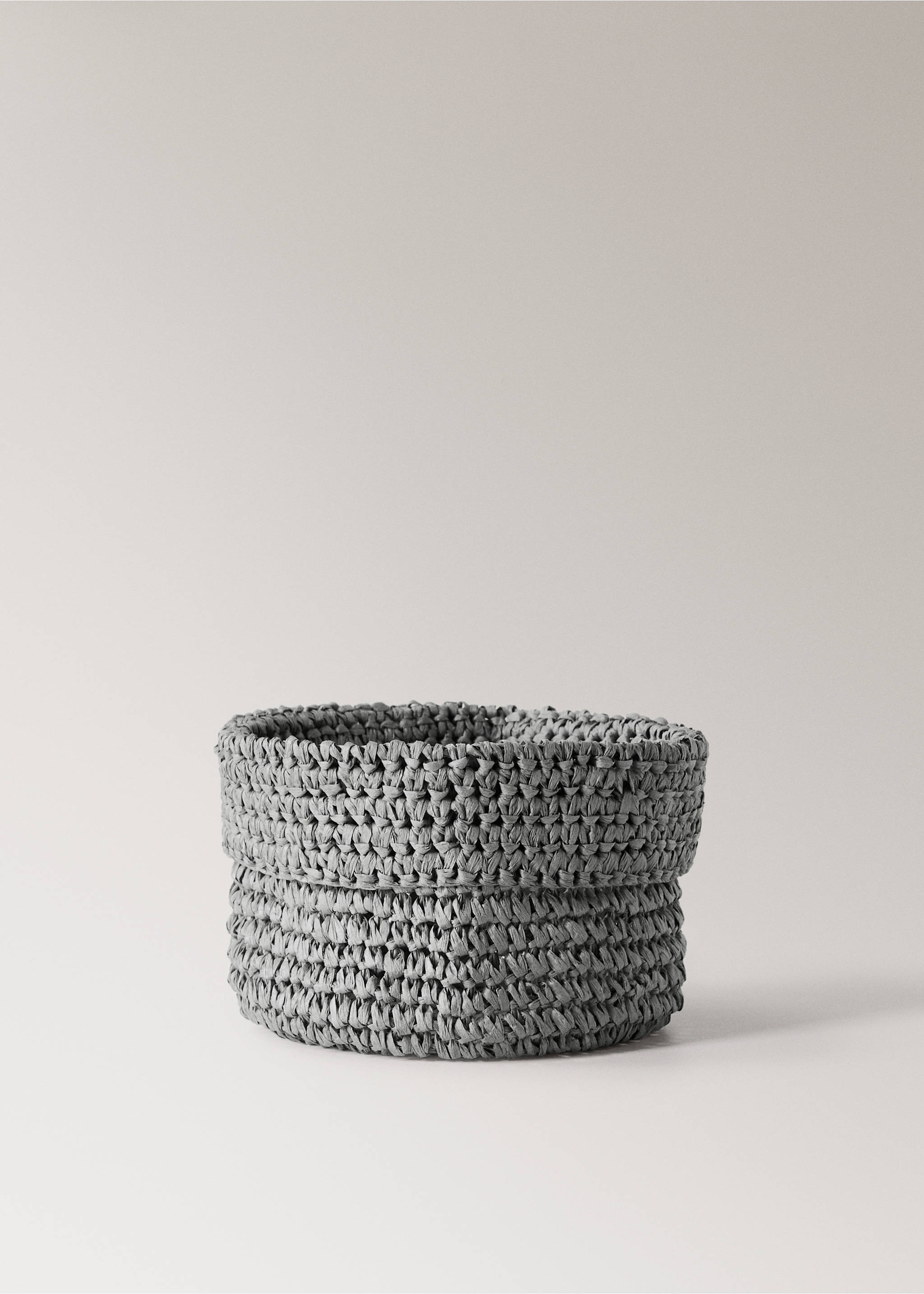 Crochet paper basket - Article without model, Grey. Ref: 17001545-00.