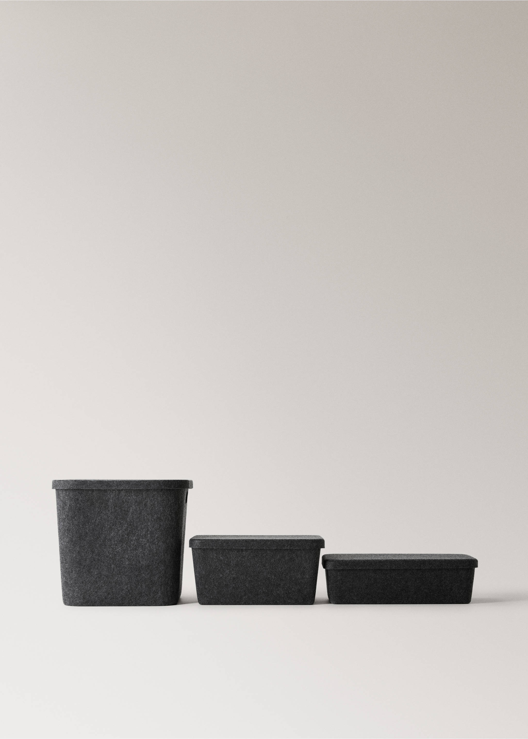 Felt box with lid - Details of the article 3, Grey. Ref: 17001546-00.