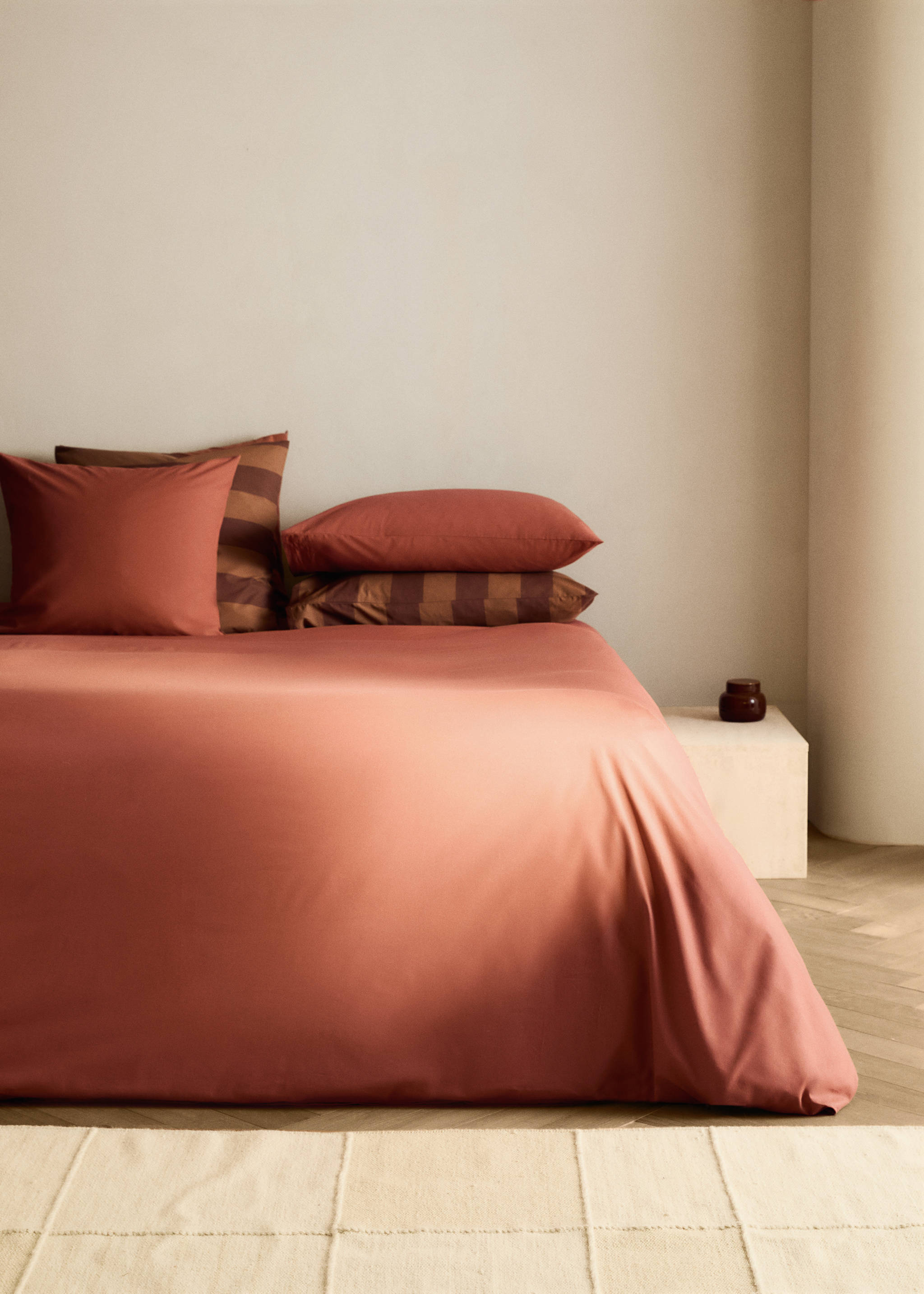 Percale cotton duvet cover Superking bed - General plane