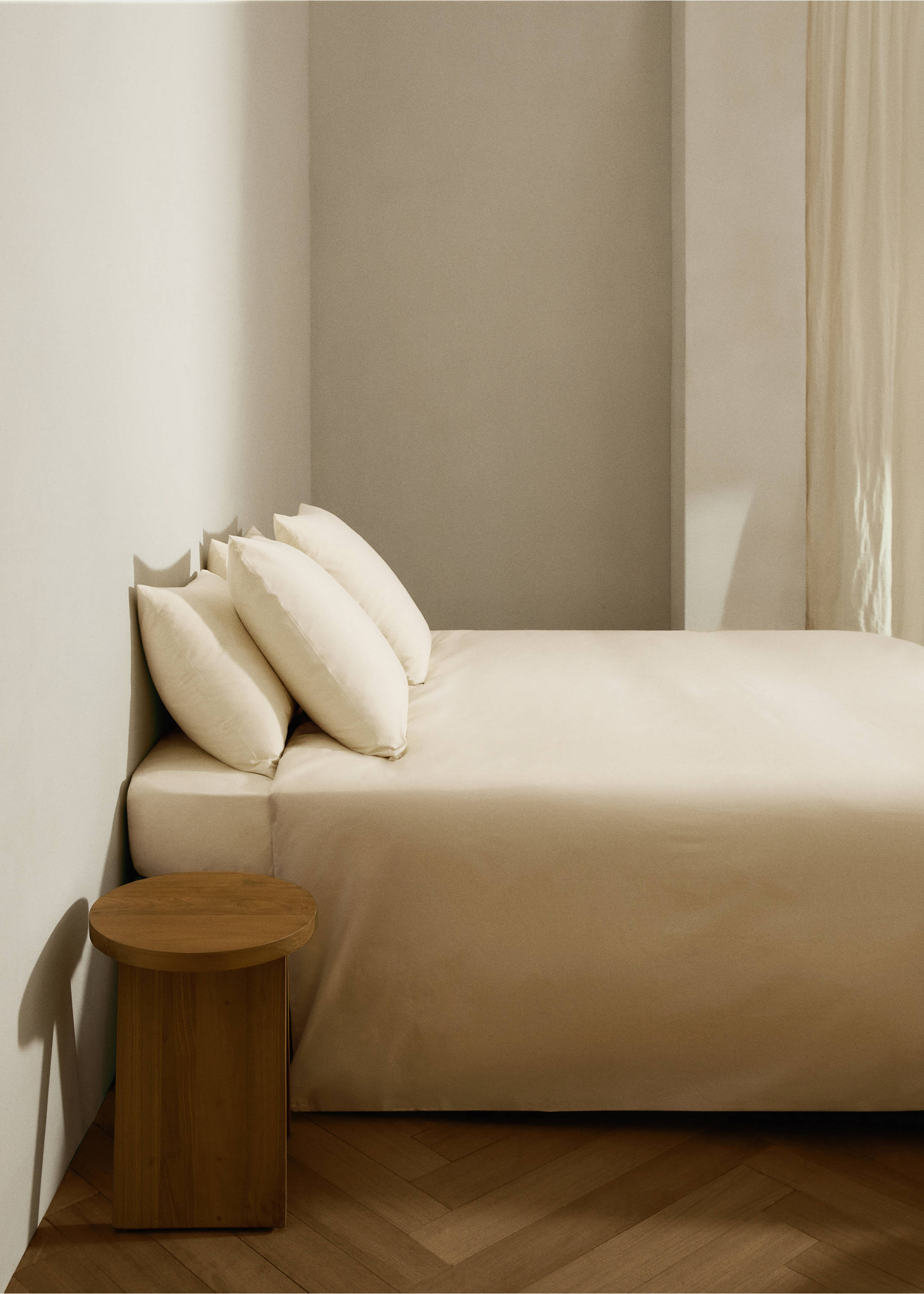 Percale cotton duvet cover King bed - General plane, Vanilla. Ref: 17001567-00.