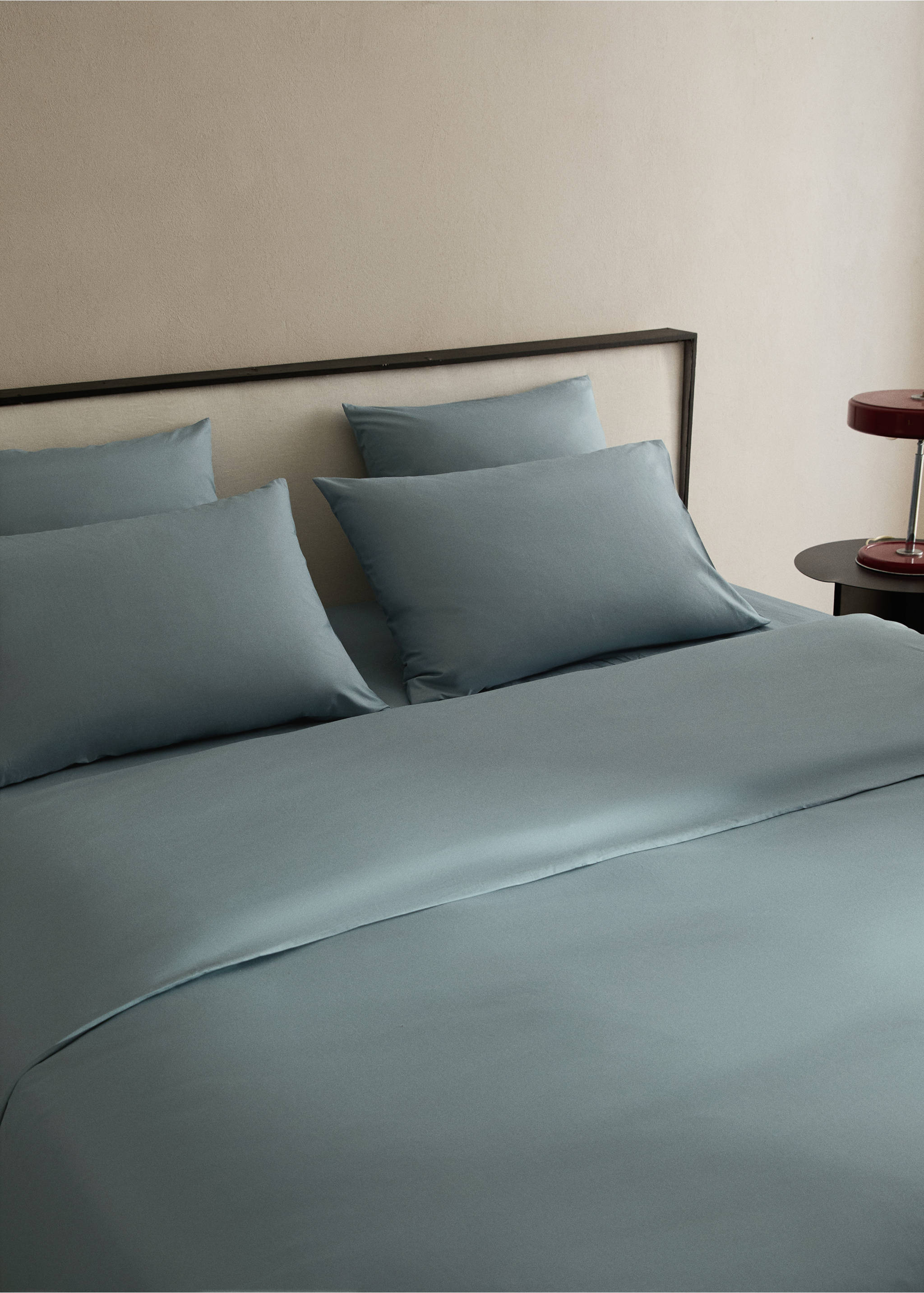 Percale cotton duvet cover King bed - Details of the article 7, Blue. Ref: 17001567-00.