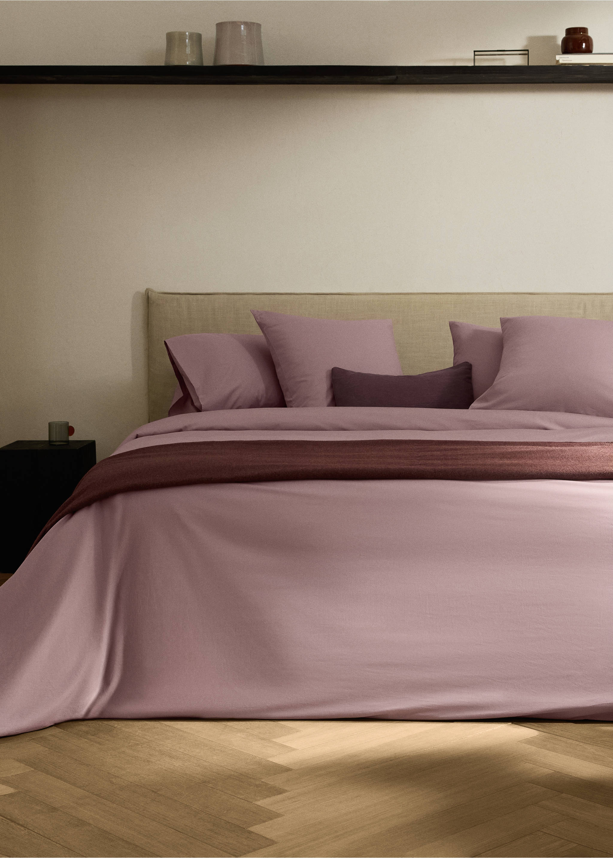 Percale cotton duvet cover King bed - General plane, Plum. Ref: 17001567-00.