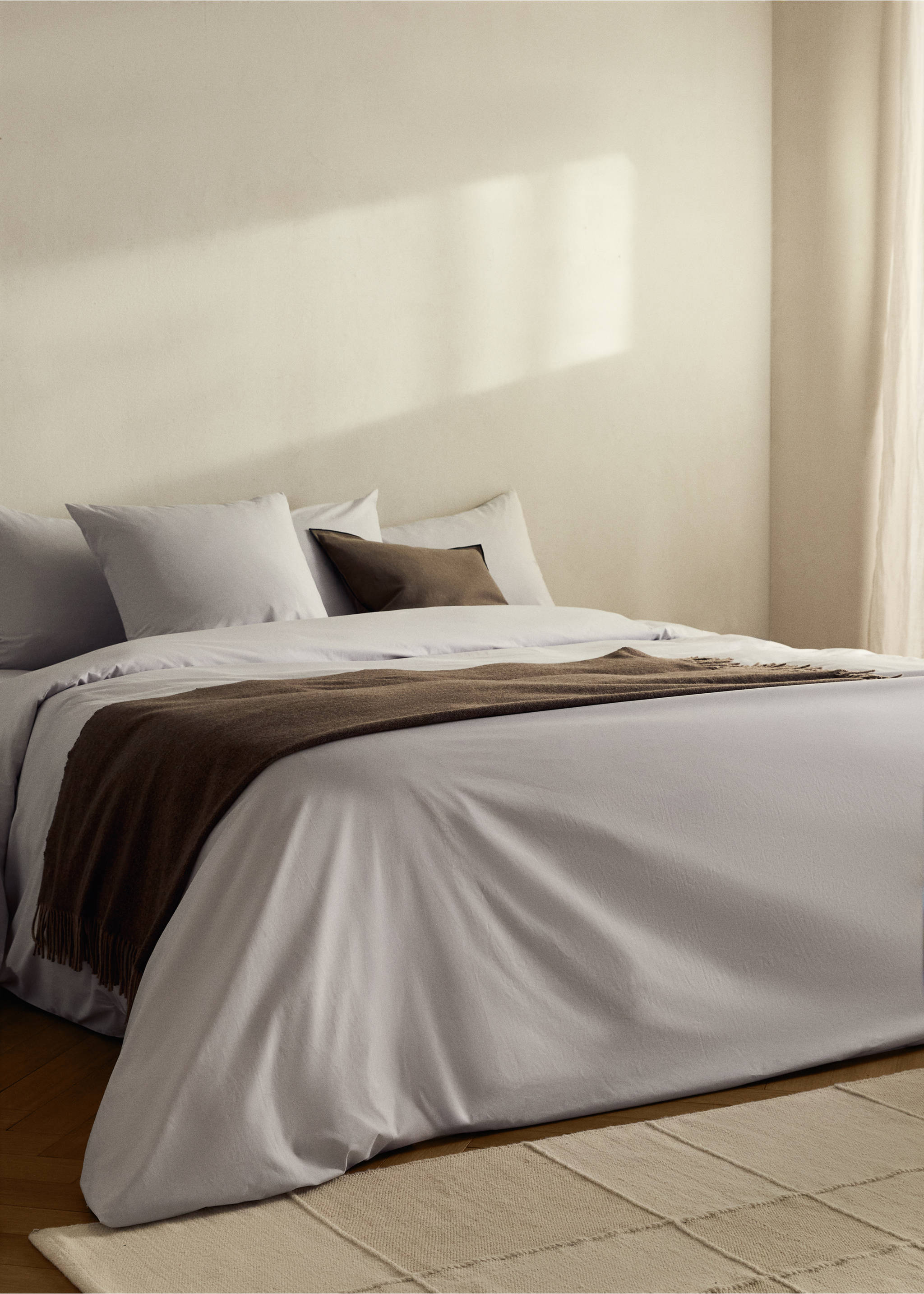 Percale cotton duvet cover Single bed - General plane, Grey. Ref: 17001569-00.