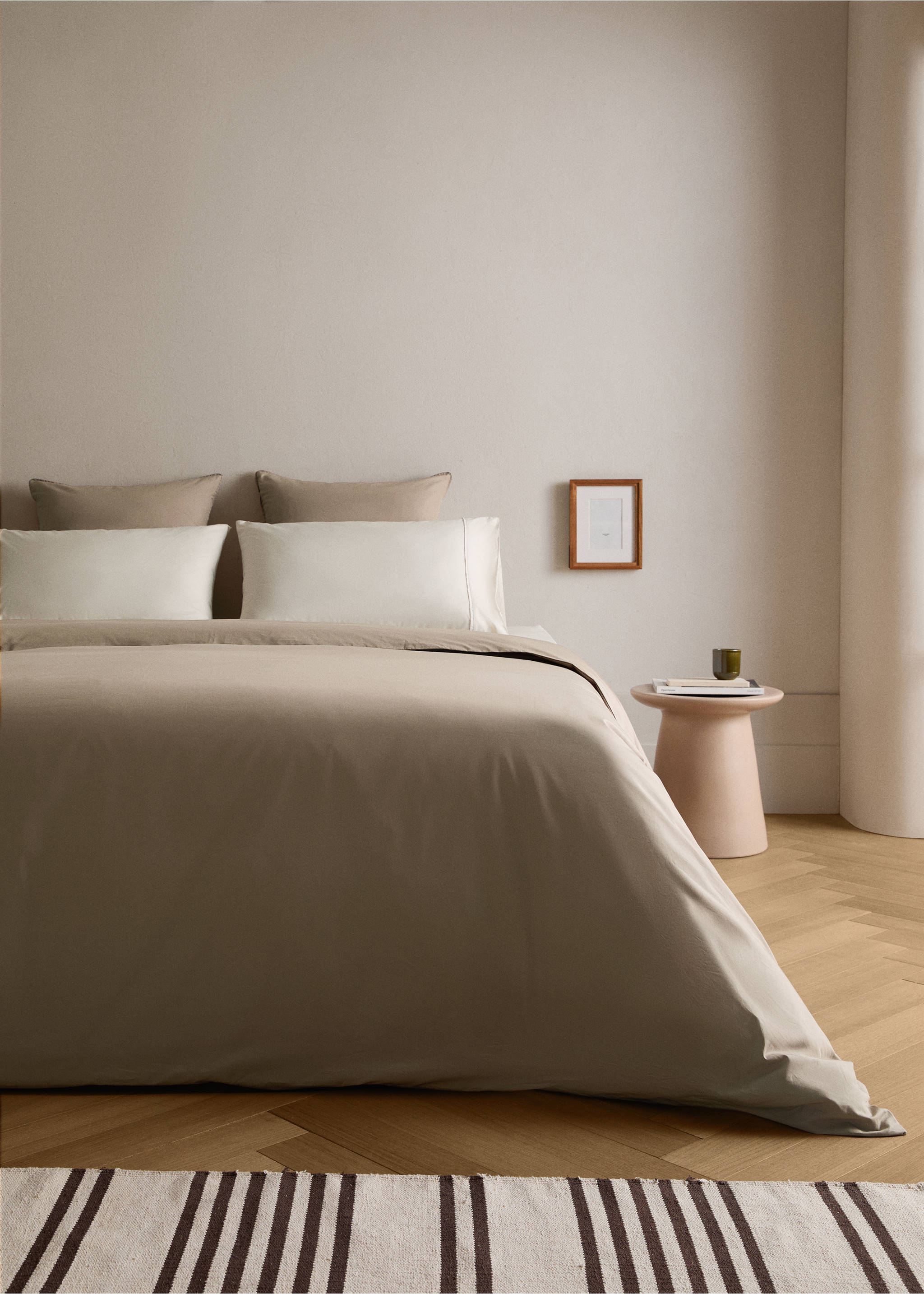Bettbezug aus Baumwoll-Perkal mit Fadendichte 300 für 90 cm Bett - Allgemeine Ansicht, Mittelbraun. Ref: 17001570-00.