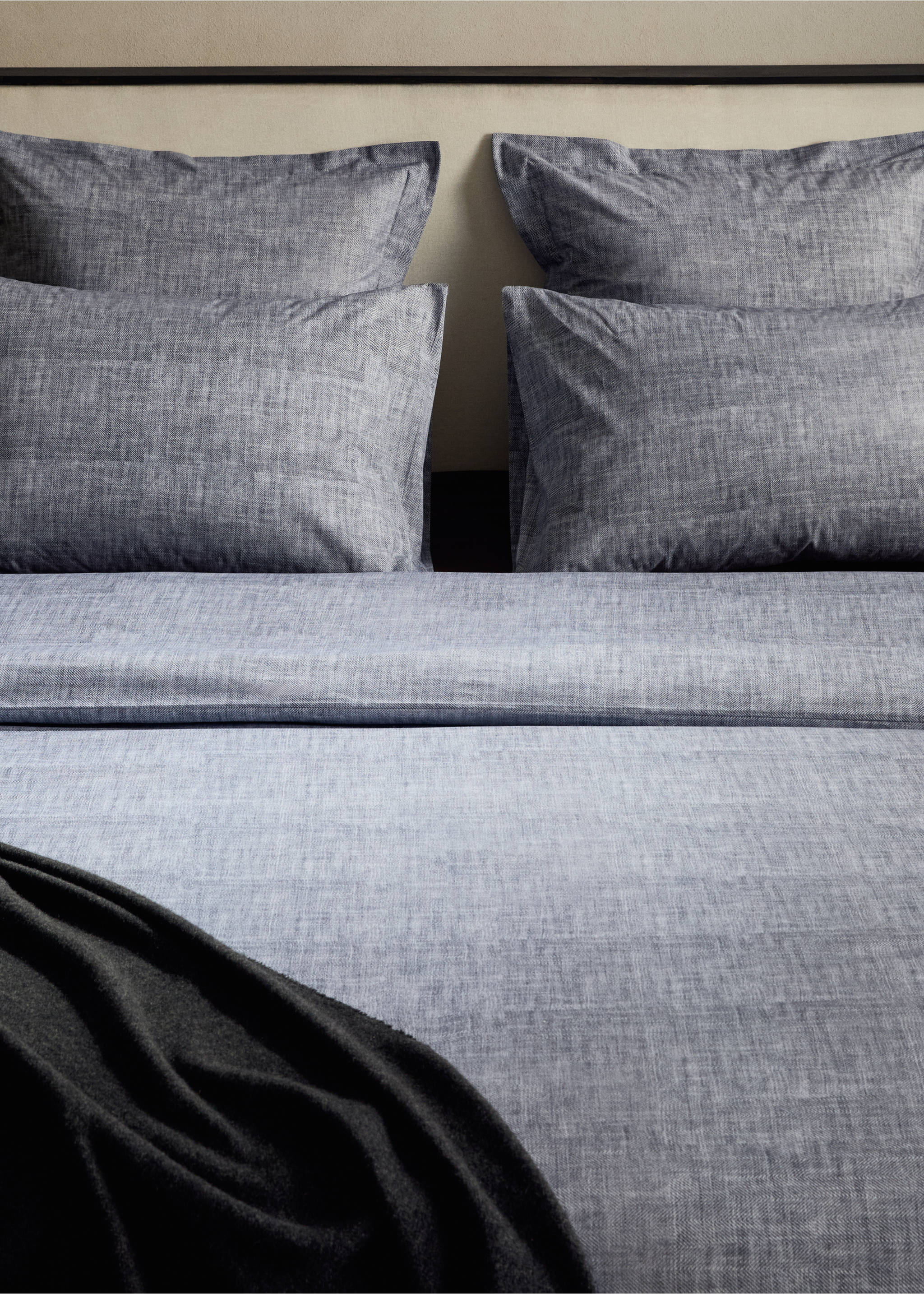 Housse de couette percale de coton 200 fils imprimé chevron lit 135/140 cm - Détail de l'article 7, Gris foncé. Ref: 17001583-00.